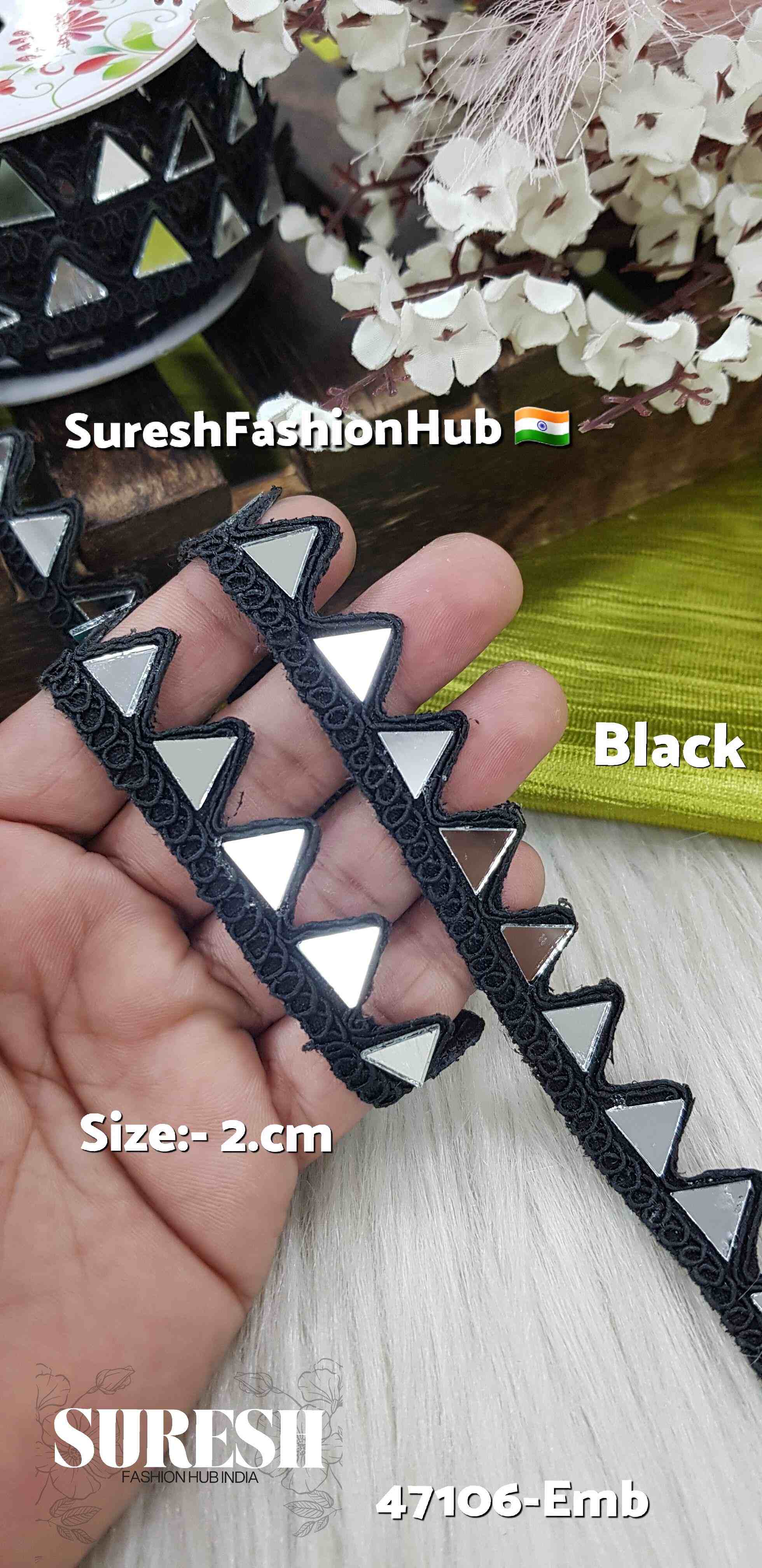 Black Triangle Scalloped Mirror Lace