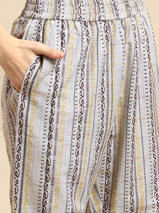 Grey printed Kurta with Trousers