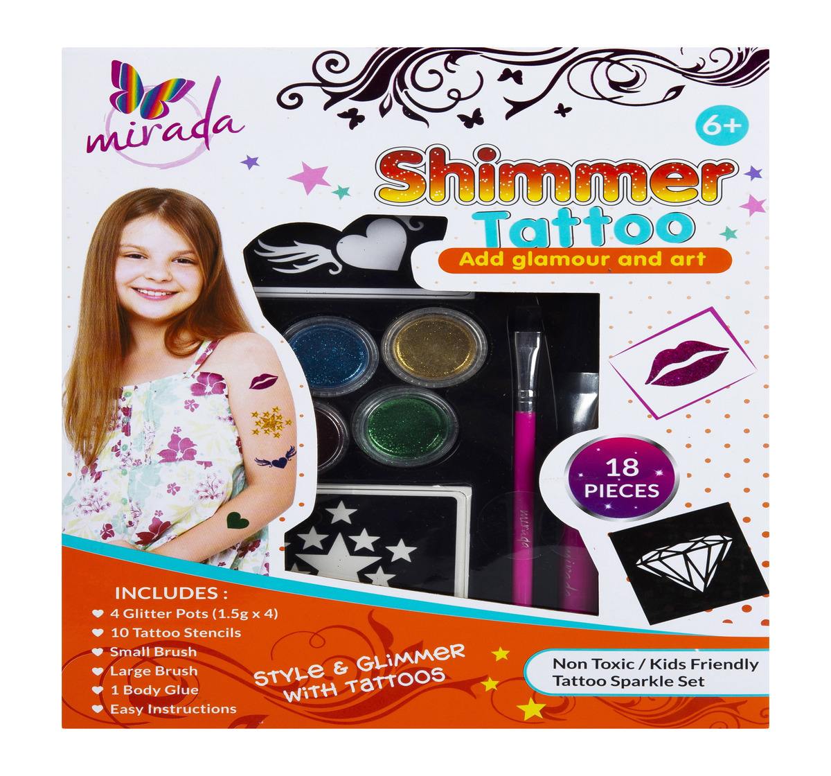 Mirada Shimmer & Sparkle Glitter Glam Tattoo Body DIY Art & Craft Kits for Girls age 3Y+