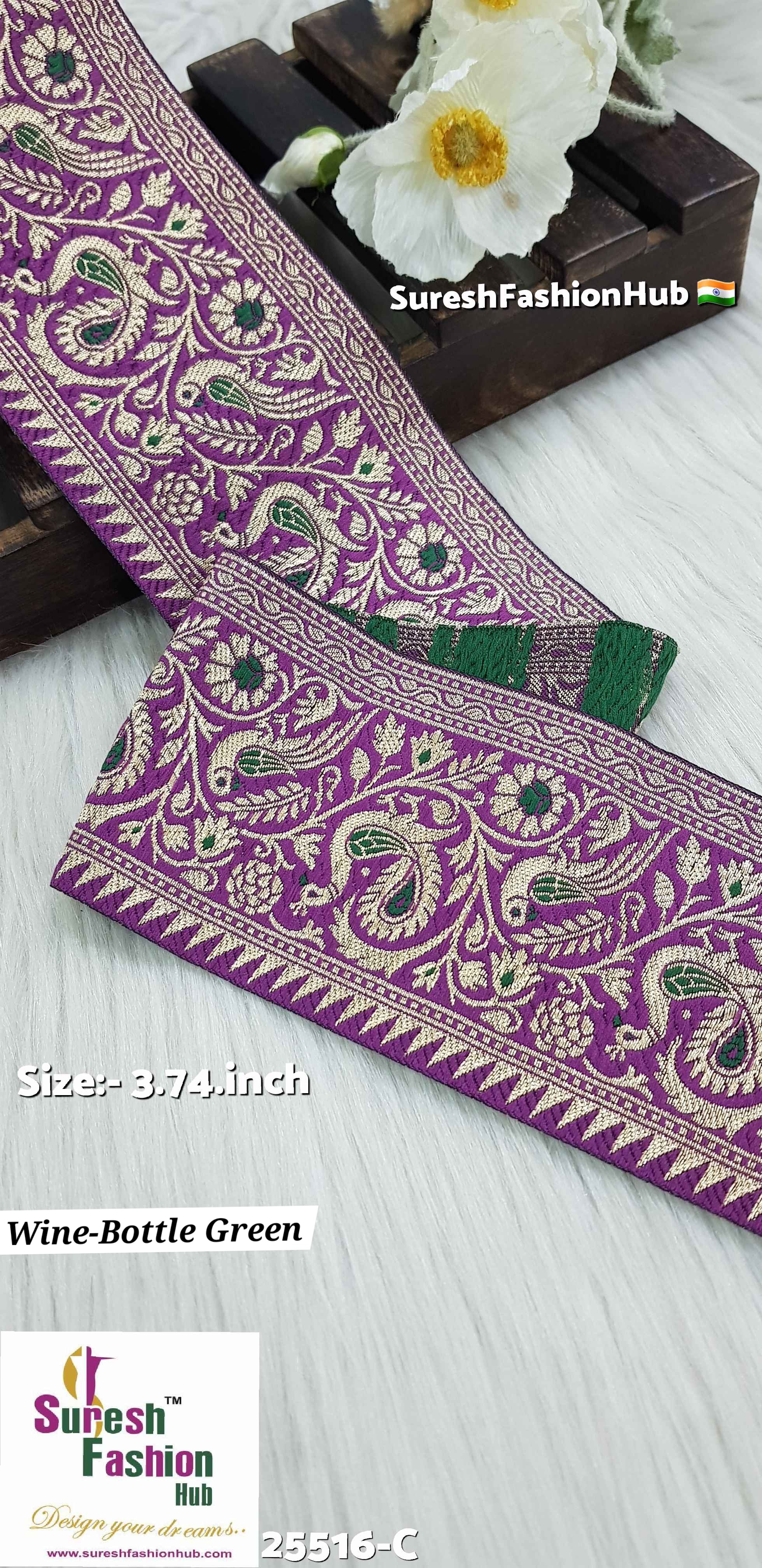 Wine-Bottle Green Forest Banarasi Lace