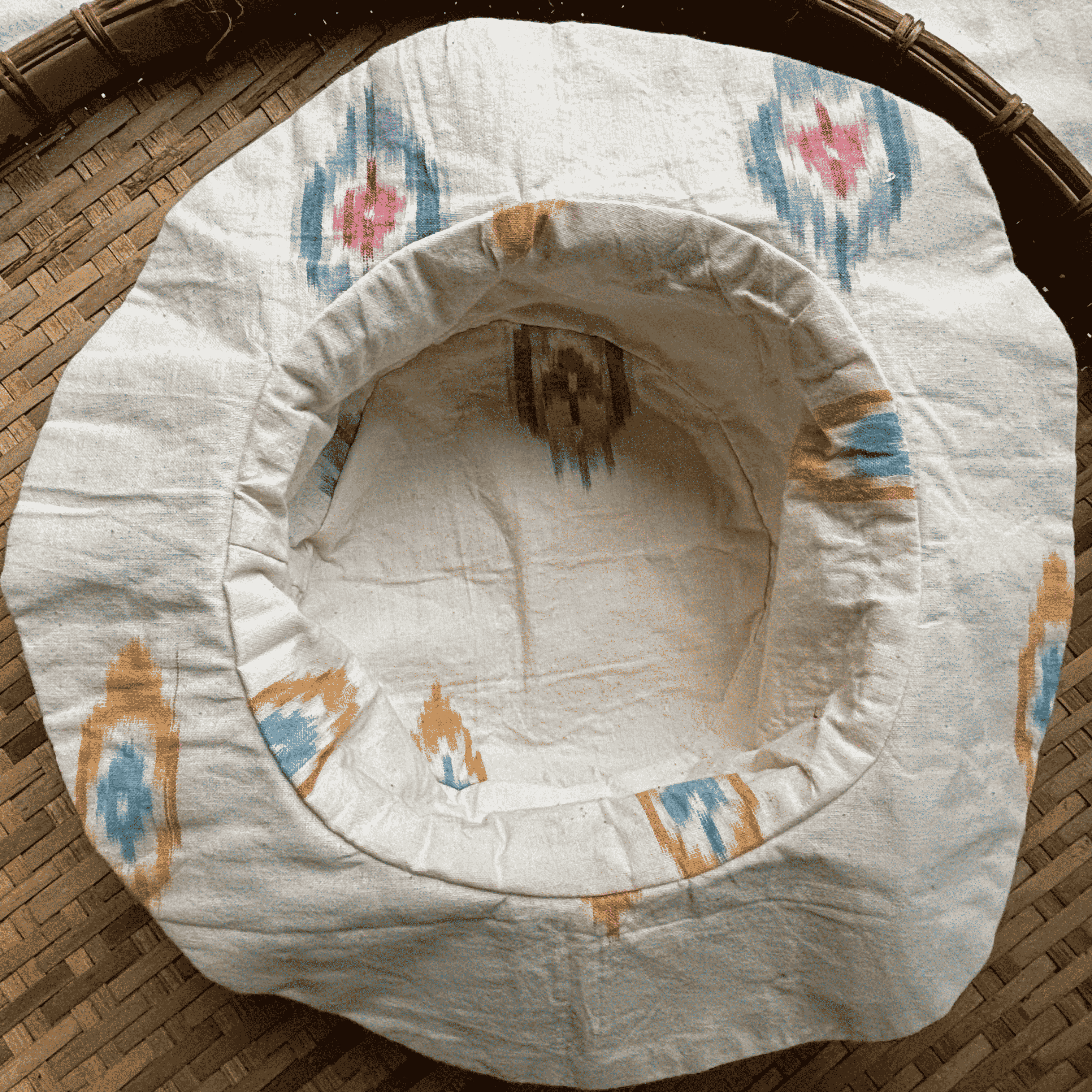 Cotton Brown And White Ikat Hat
