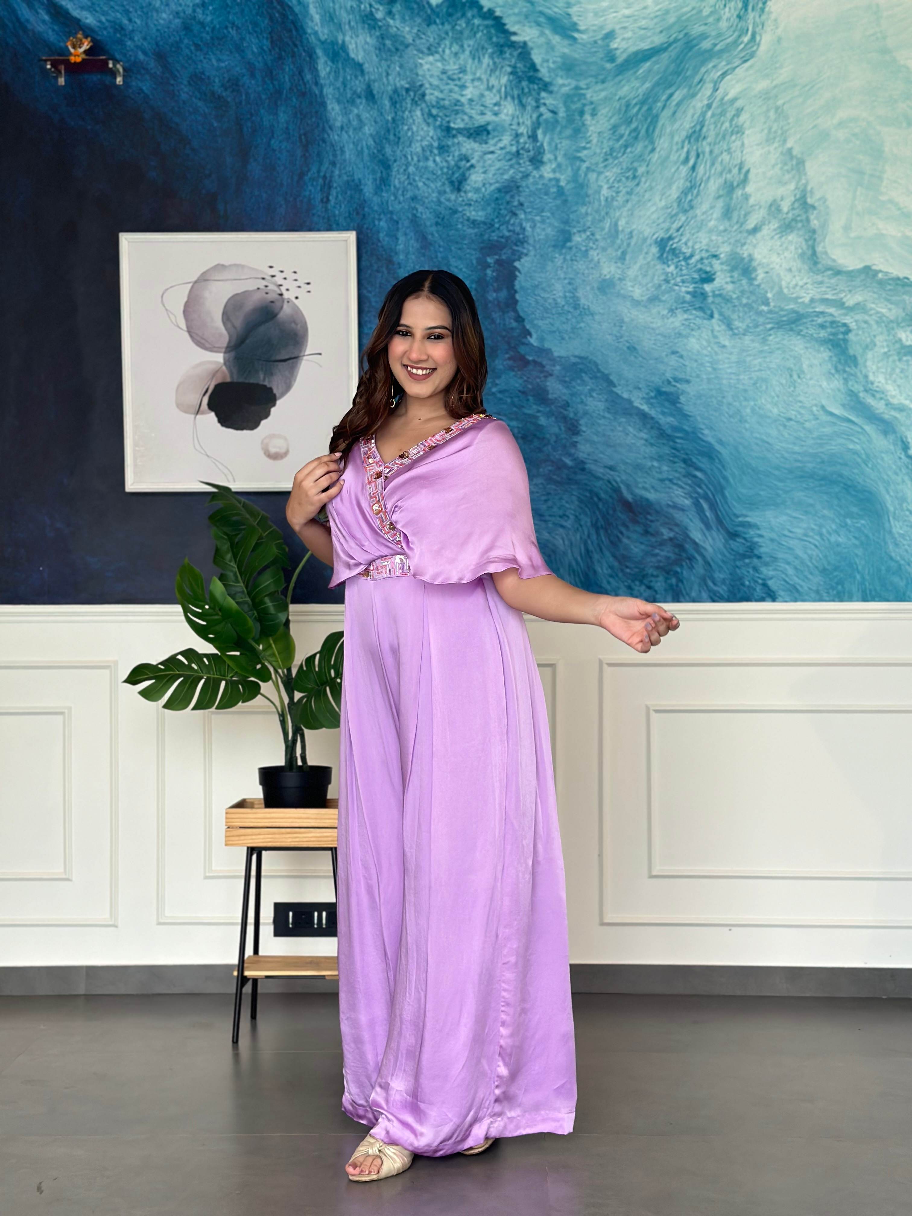 Lavender Satin Jumpsuit