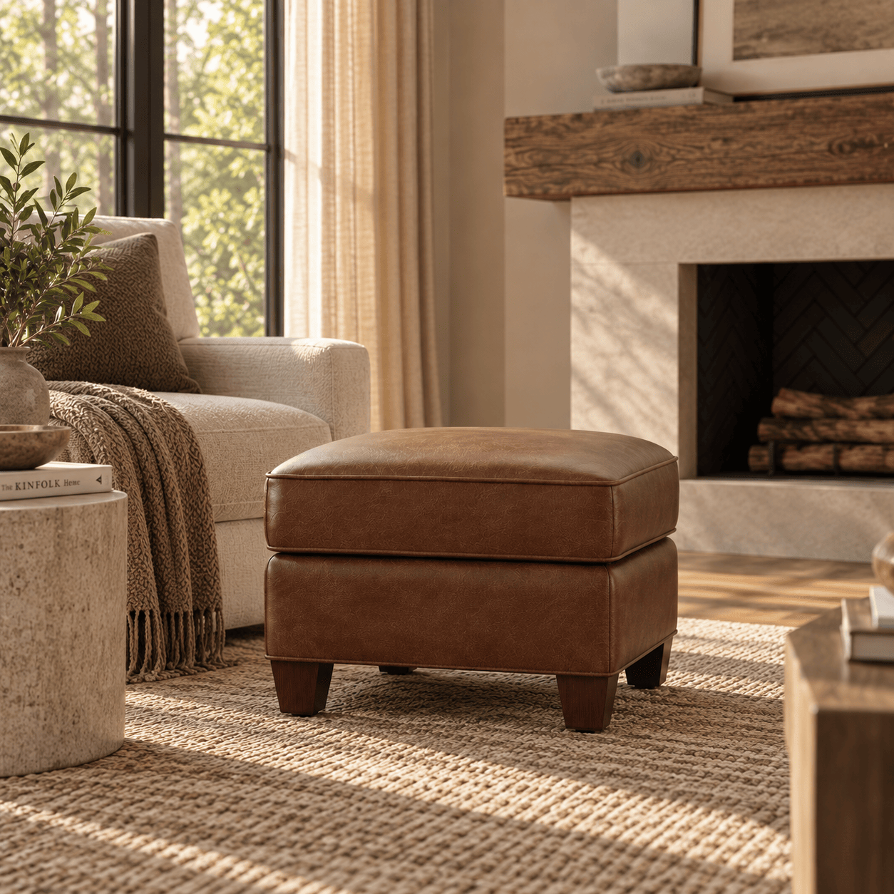 Pottery Barn | Irving Leather Storage Ottoman (22")