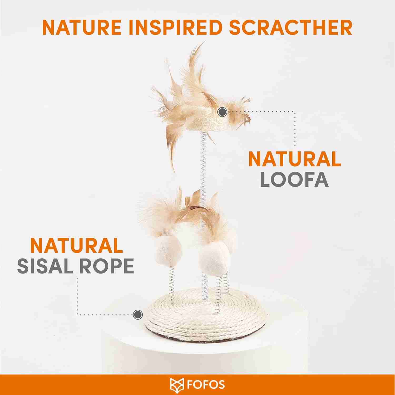 Barkbutler Fofos Interactive Natural Wobbler Teaser Toy for Cats