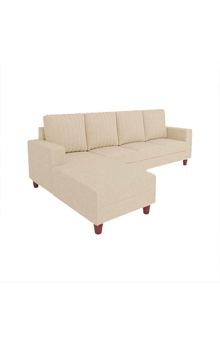 neudot Roman RHS Sectional Sofa for Living Room |6 Person Sofa|Premium Fabric with Cushioned Armrest | Solid Wood Frame|6 Seater in Neo Beige Color