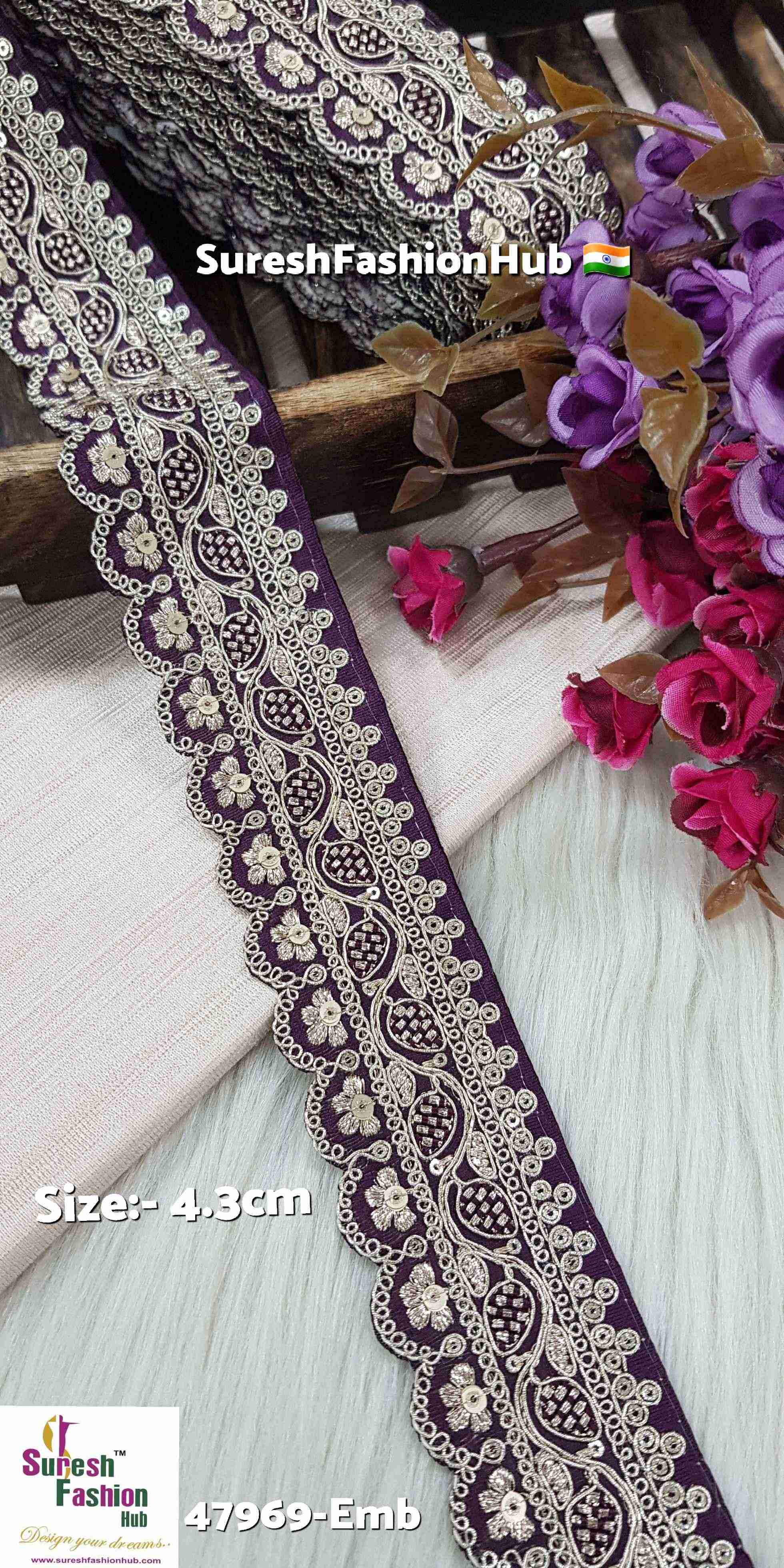 Majenta Pearl Blossom Scallop Embroidery Lace