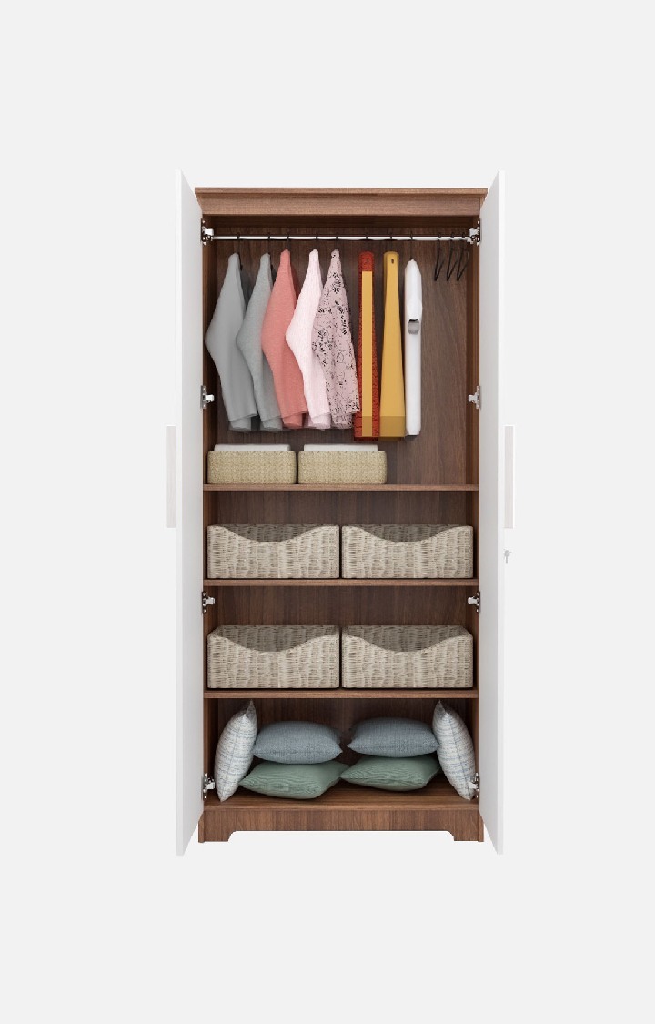 neudot Amber Delight 2 Door Wardrobe - Leon Teak| Cabinet for Storage| Space & Clothes | Leon Teak Finish | Organizer|1 Year Warranty |