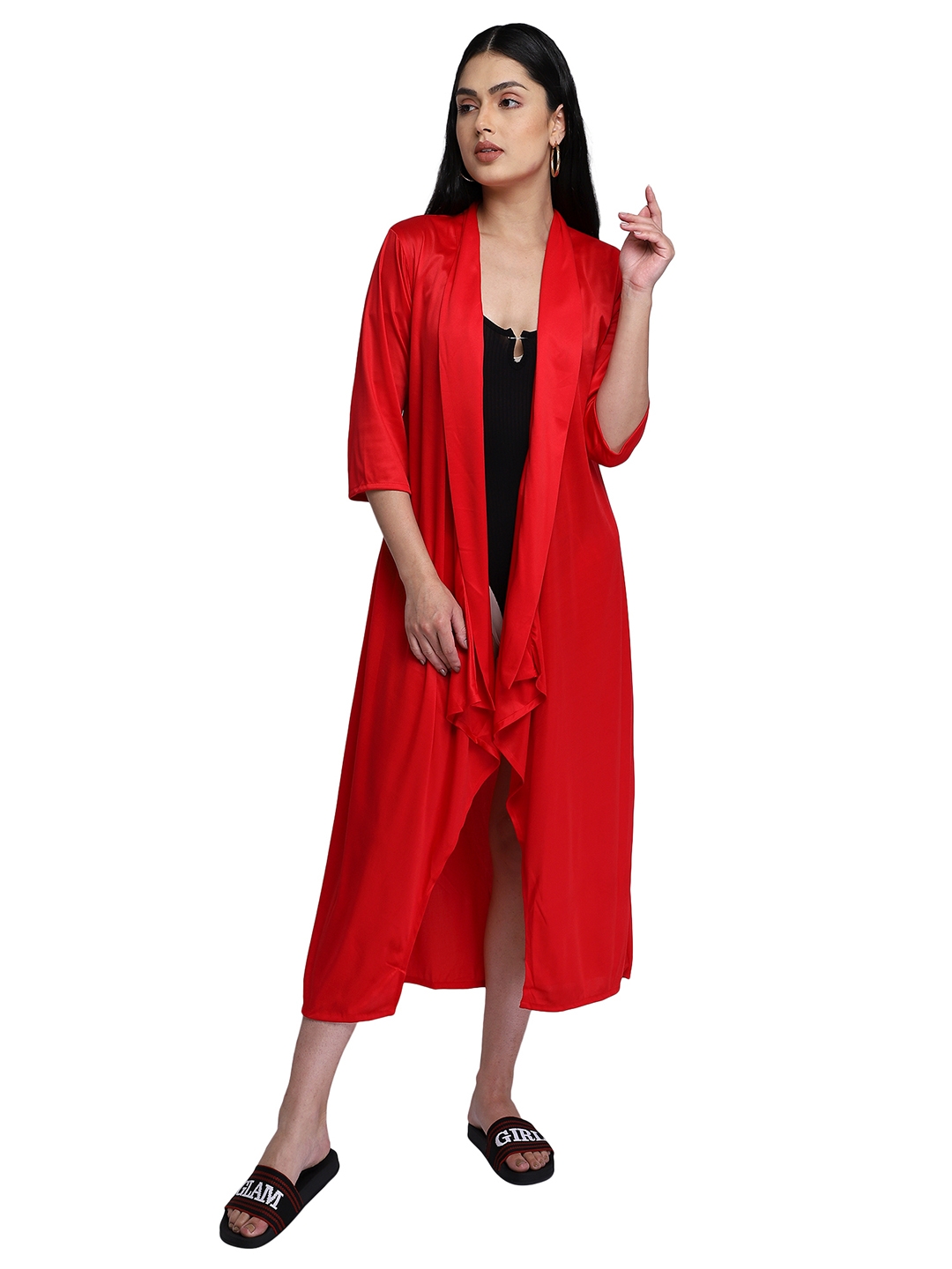 Smarty Pants | Smarty Pants women's solid red color cape cover up 0