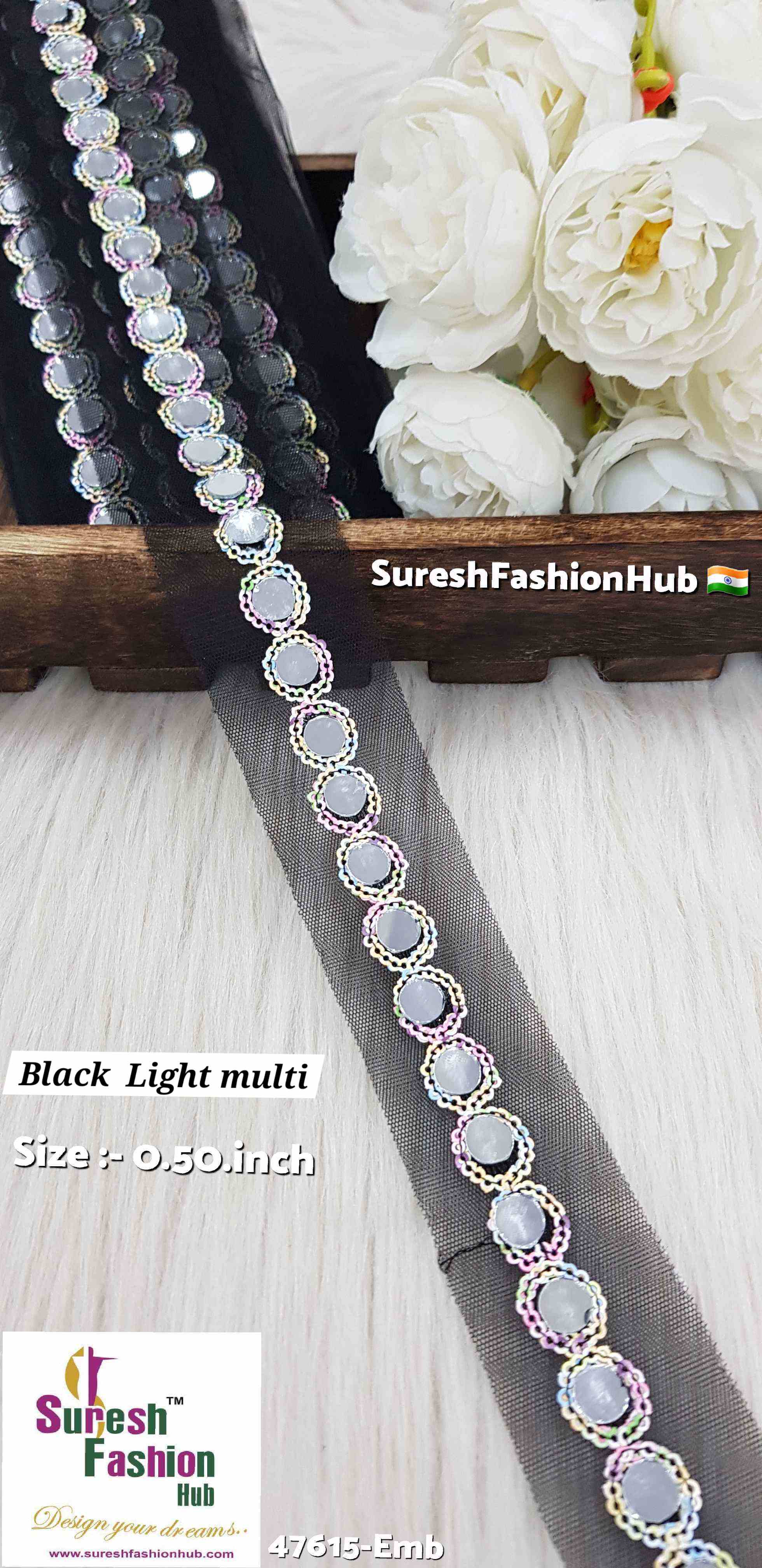 Black Light Multi Sequin Mirror Lace