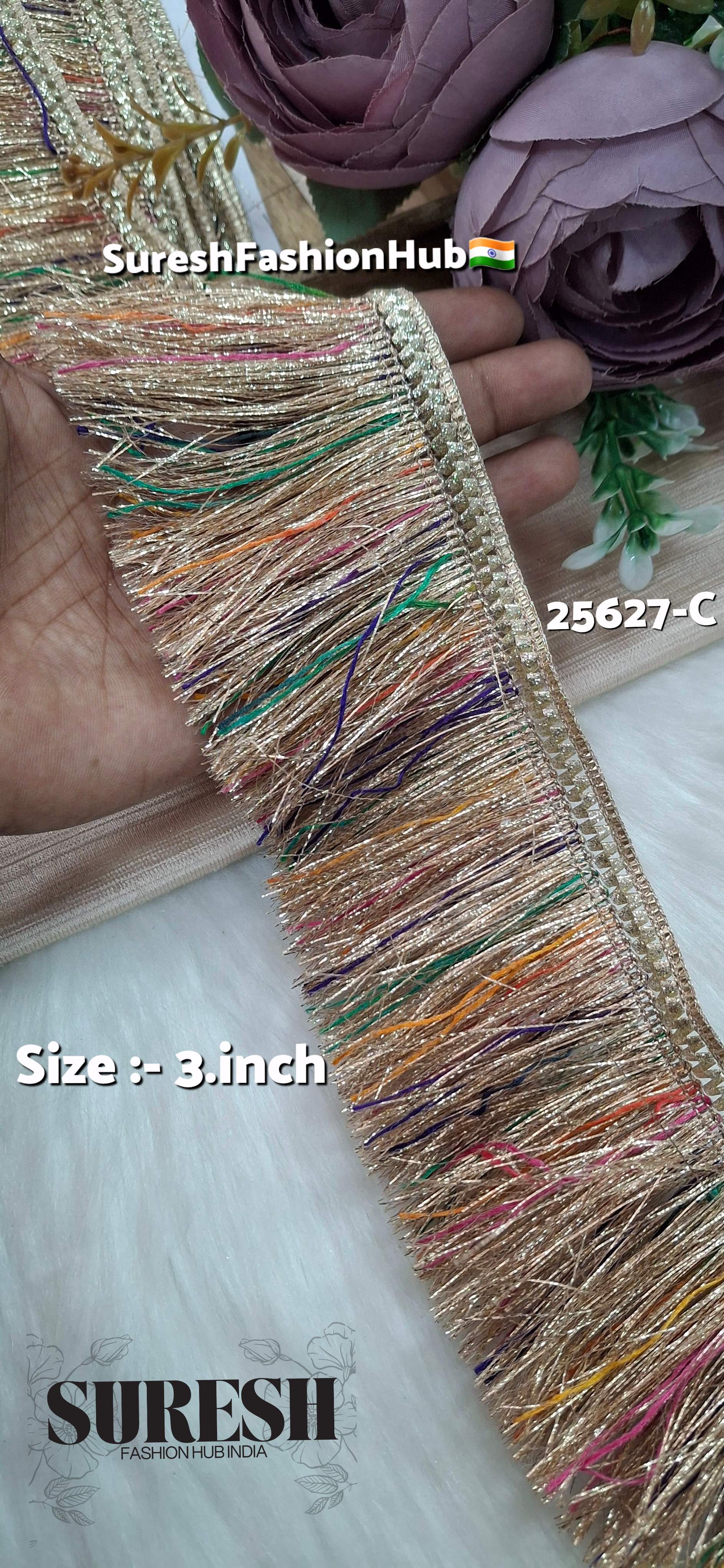 Dark Multicolor Badla Fringe Jhalar Lac