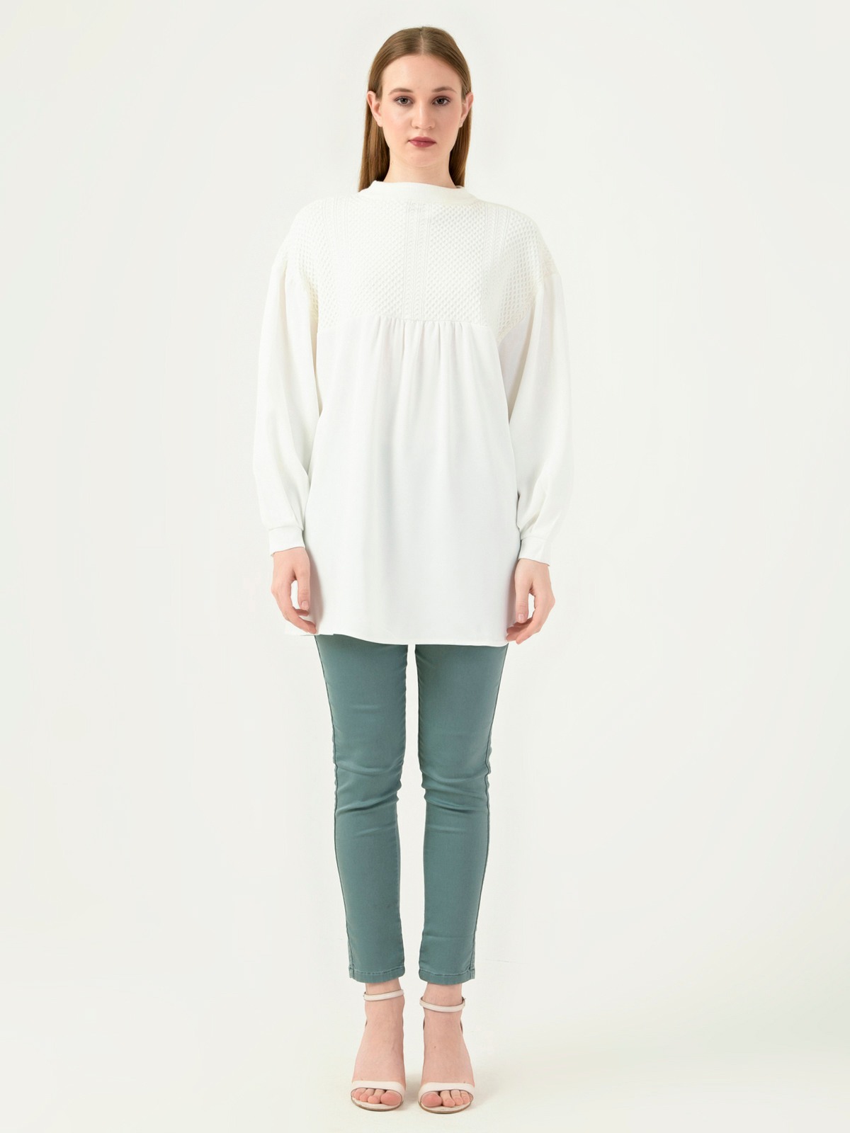 Albion Women Smart Premium White Blouson Top