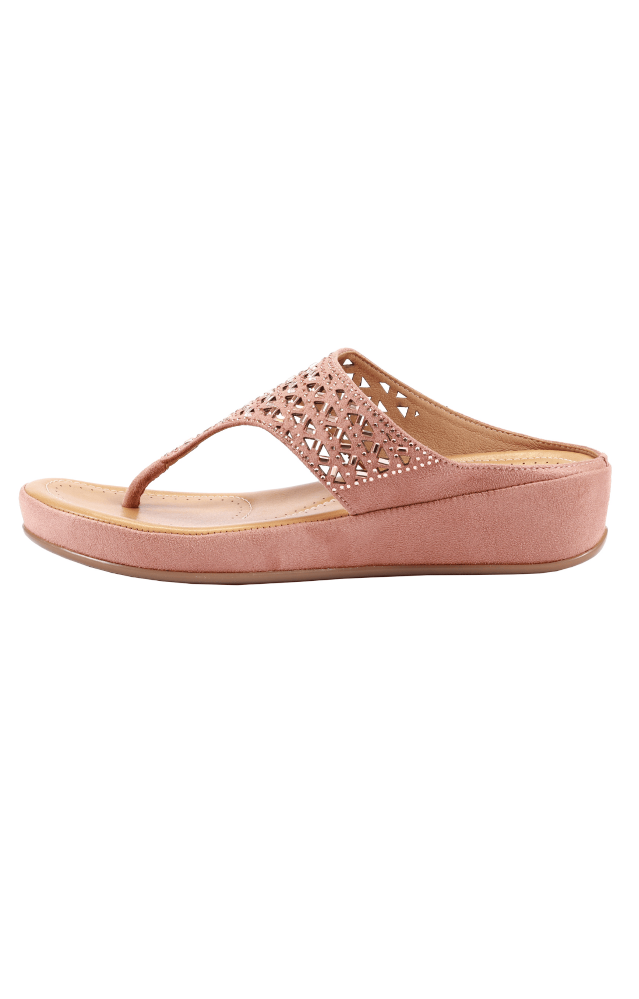 Chere | Womens Pink  Embellished Laser Cut With Super Cushioned Sole Sandals 2