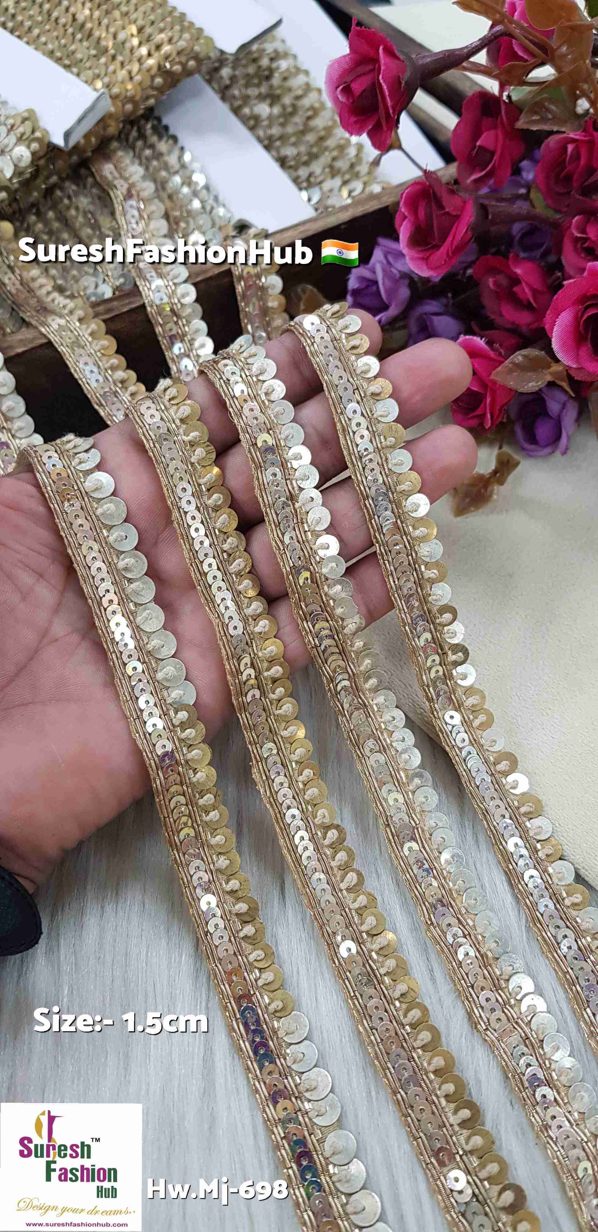 Gold Matt & Pearl Silver Hanging Sequence Lace
