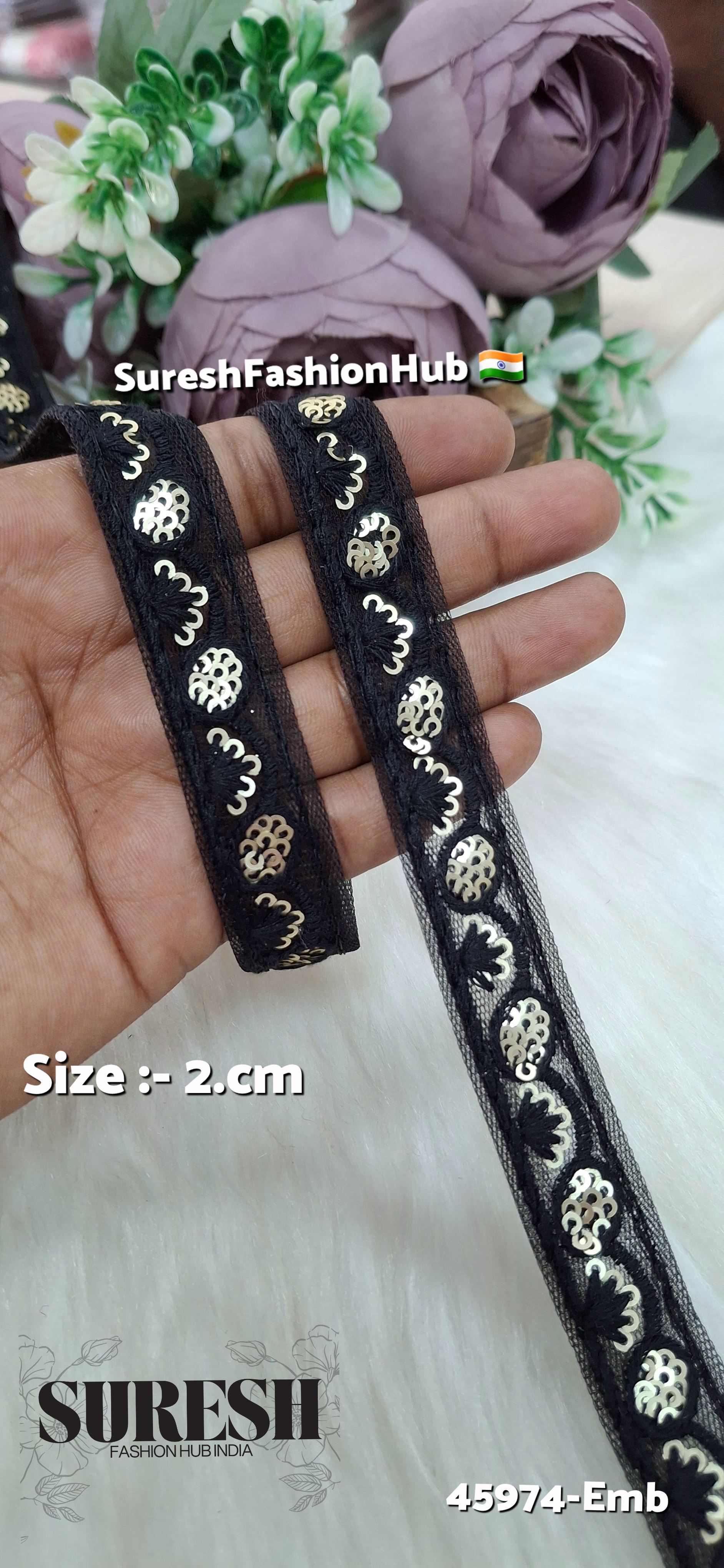 Black Tone-on-Tone Embroidery Lace