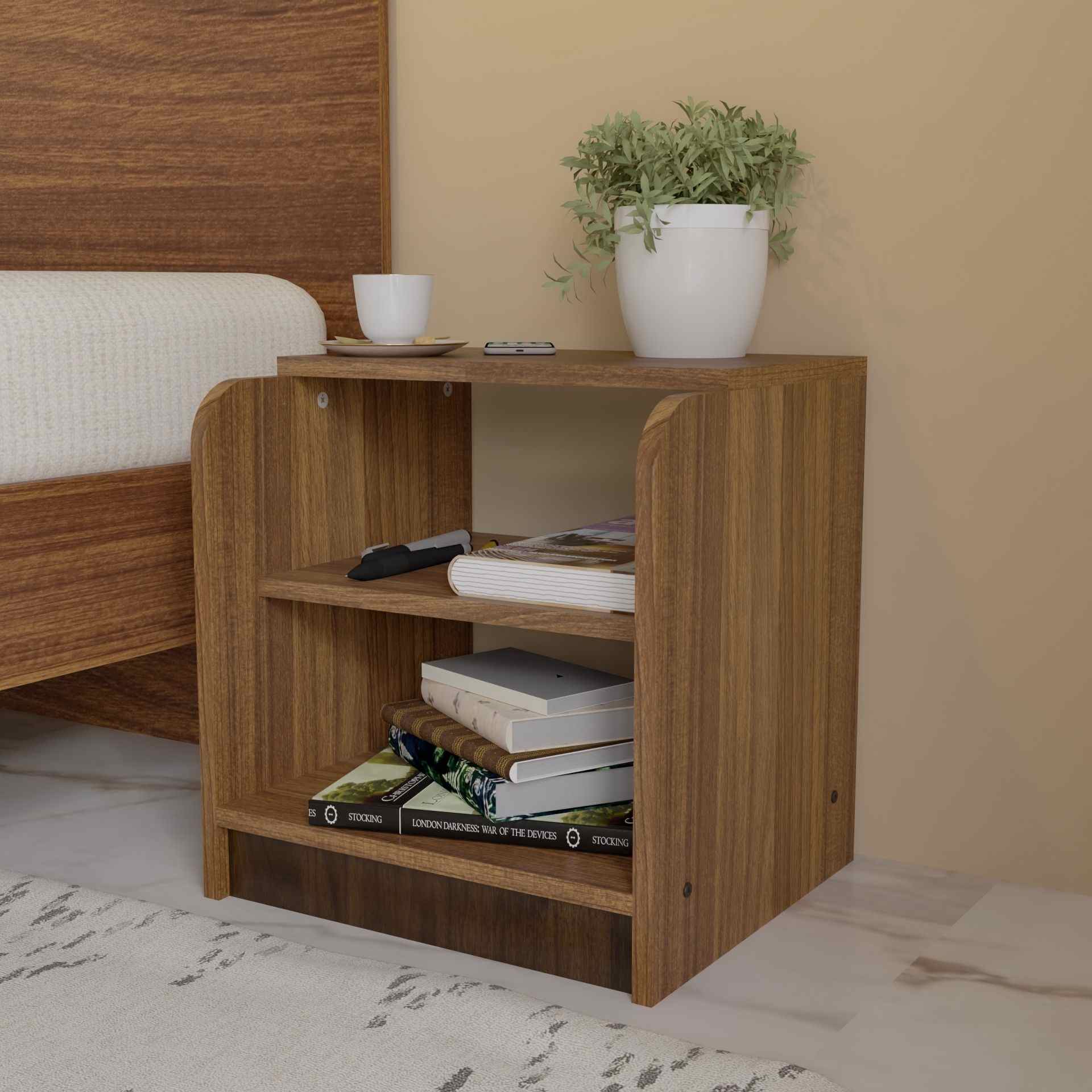 neudot Began BST Engineered Wood Side Table - Leon Teak (DIY)
