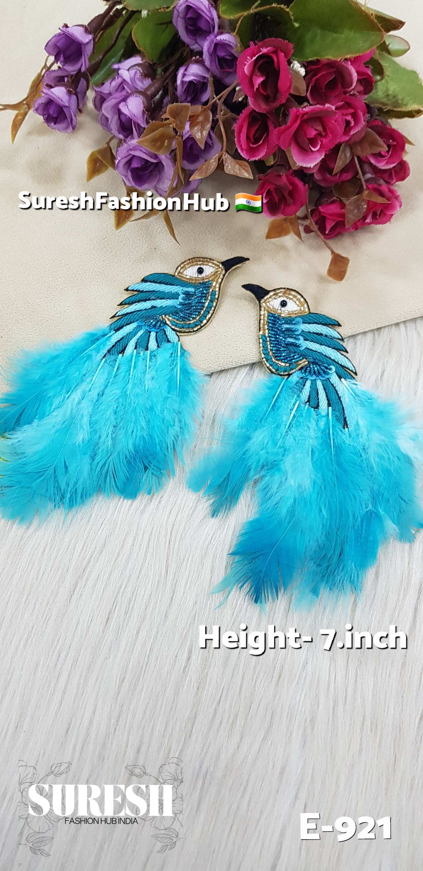 E-921 Mint Green Left Side Bird Feather Patch