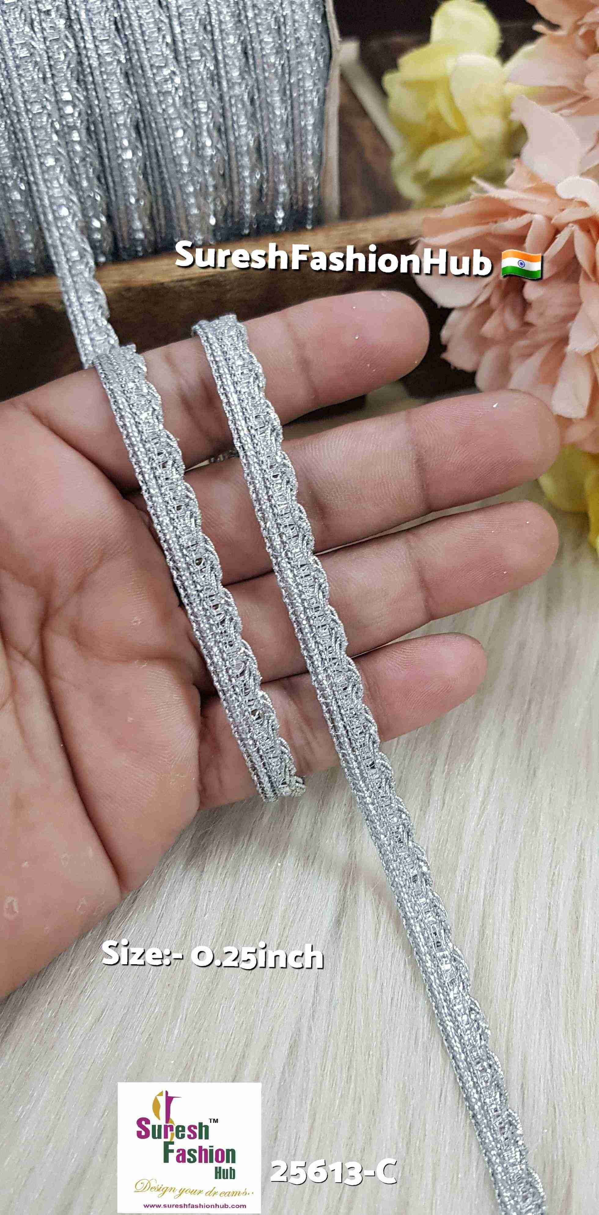 Silver Dori Jhalar Border Lace