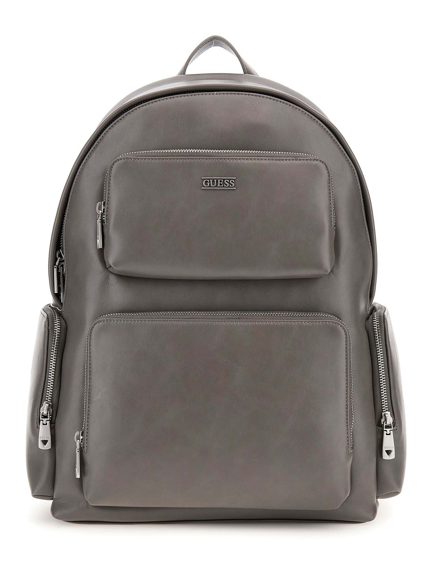 Guess Grey PU Solid MEN Backpack