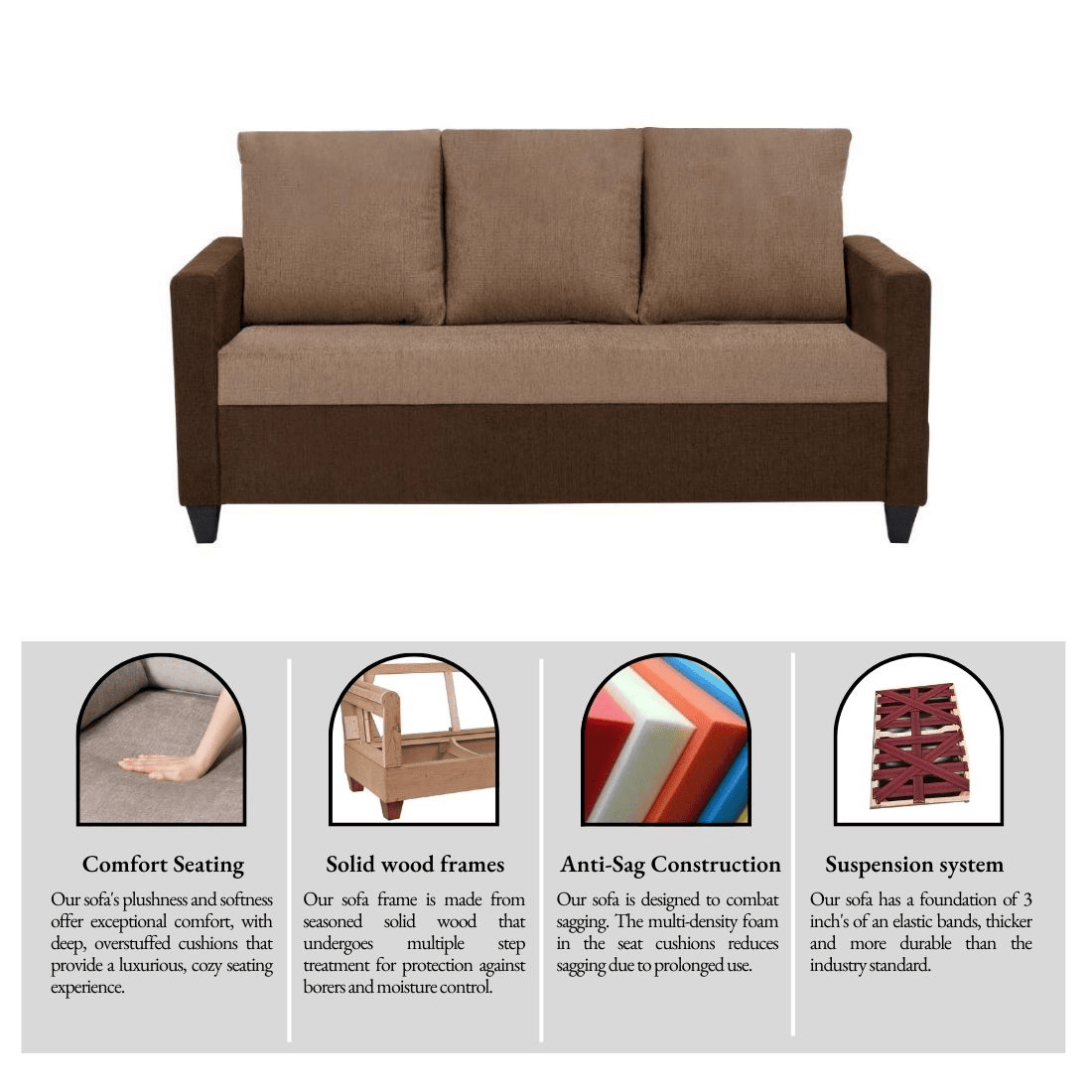 neudot Saya 3 Seater Dual Color Sofa for Living Room