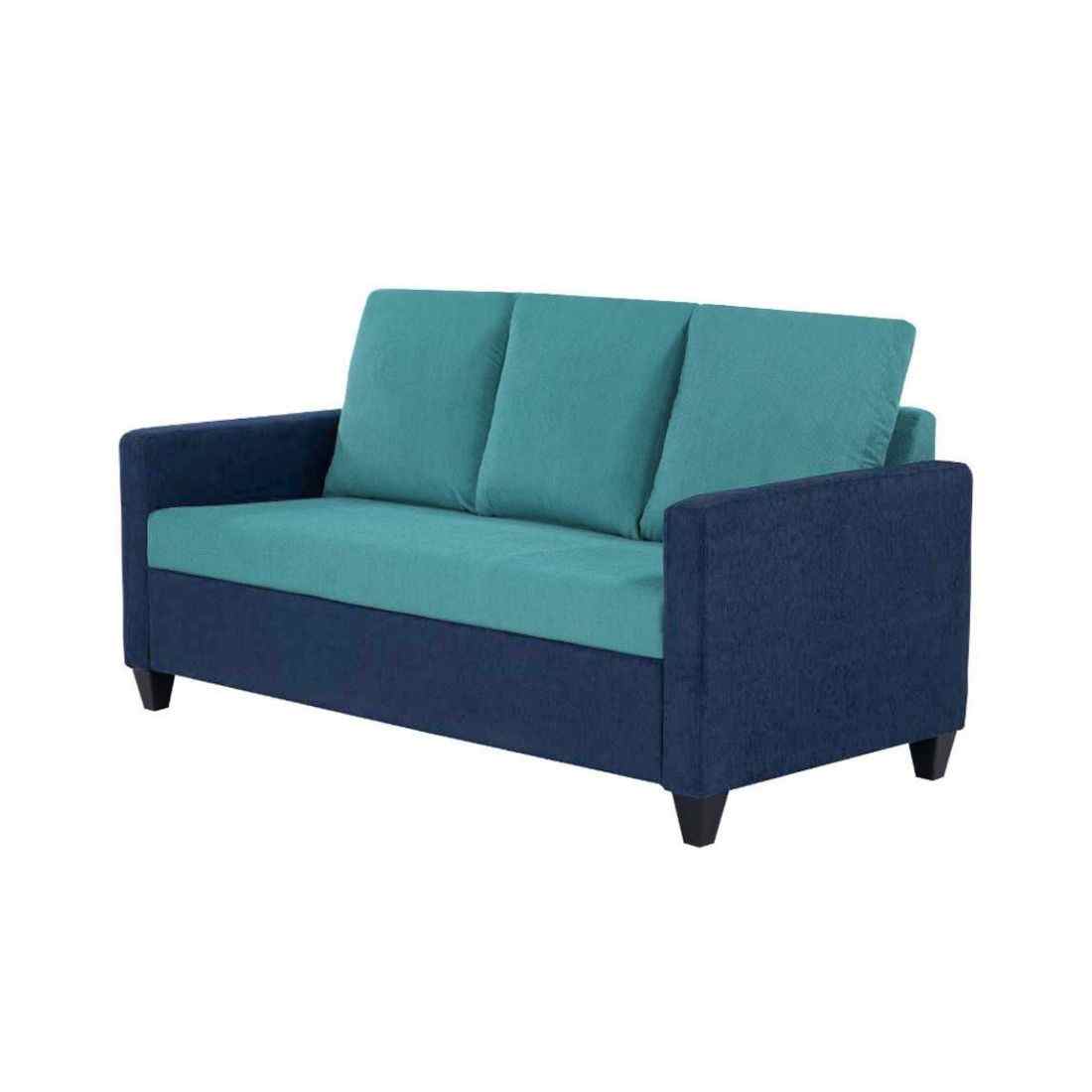 neudot Saya Dual Color Sofa for Living Room |3 Persons Sofa|Premium Fabric with Cushioned Armrest | Solid Wood Frame|3 Seater in Saya Duo Teal Color