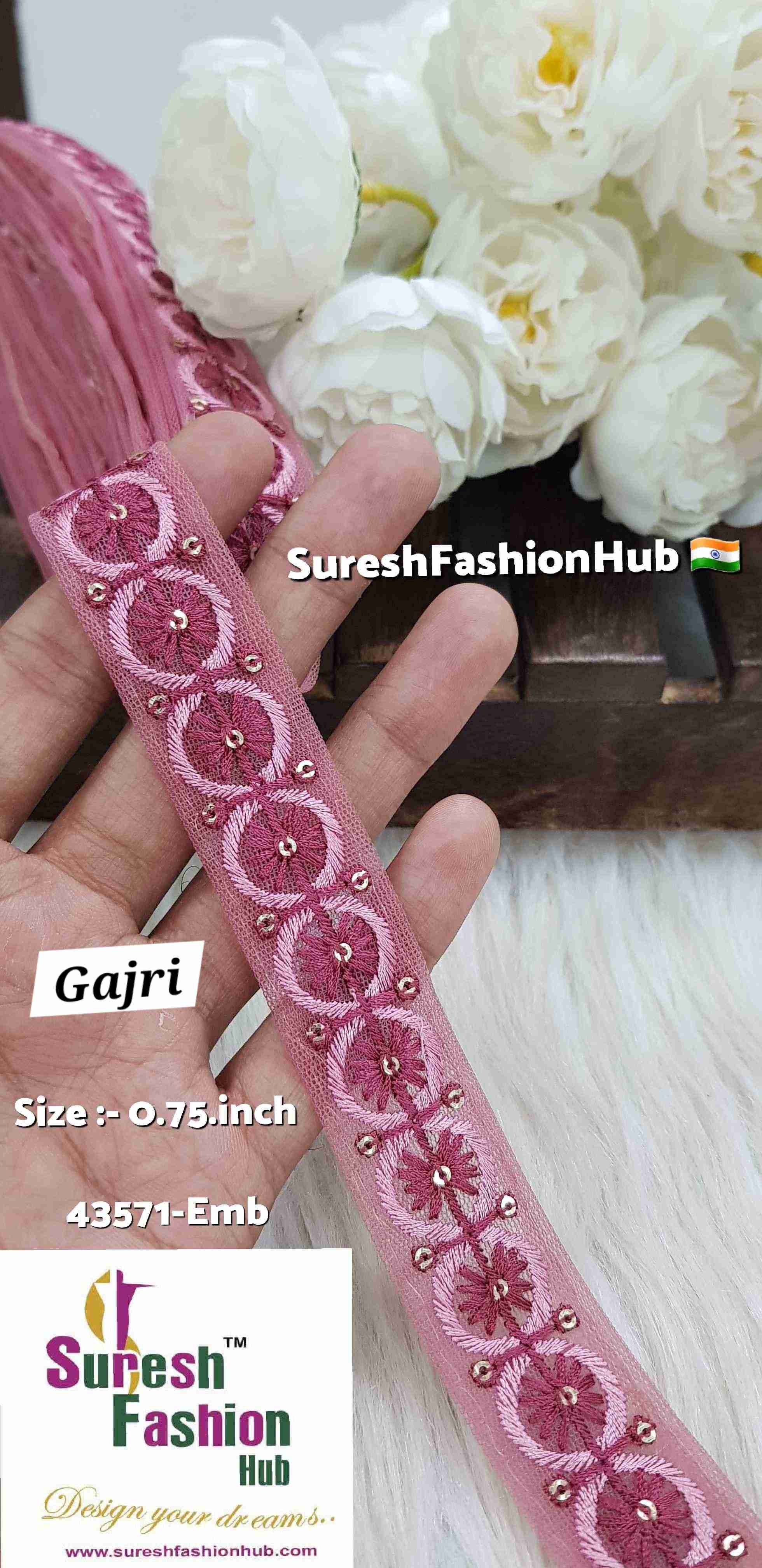 Gajri Color Floral Circles Embroidery Lace