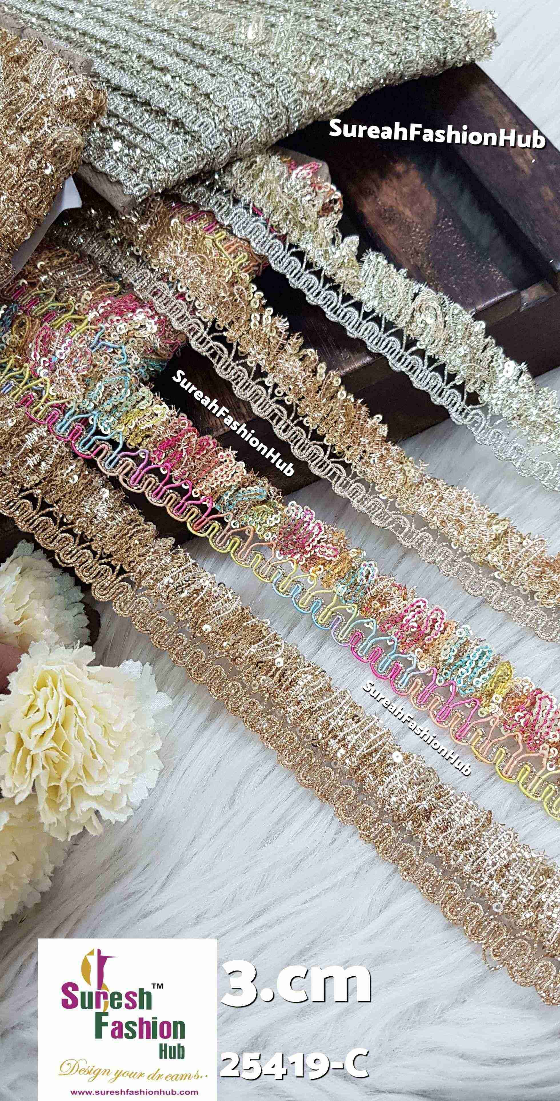 Multy Colour Serenity Jhalar Machine Lace: