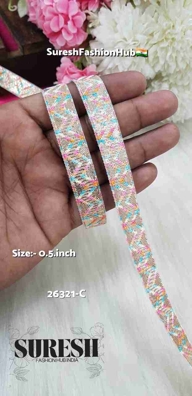 Light Multi Rose Banarasi Needle Gota Lace – 26321-C