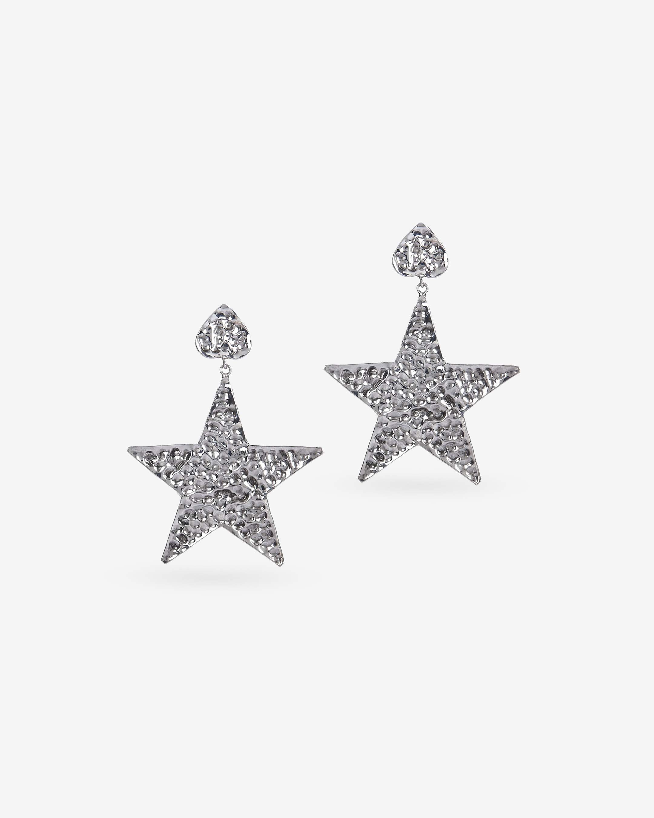 Beaten Star Earrings (Silver)