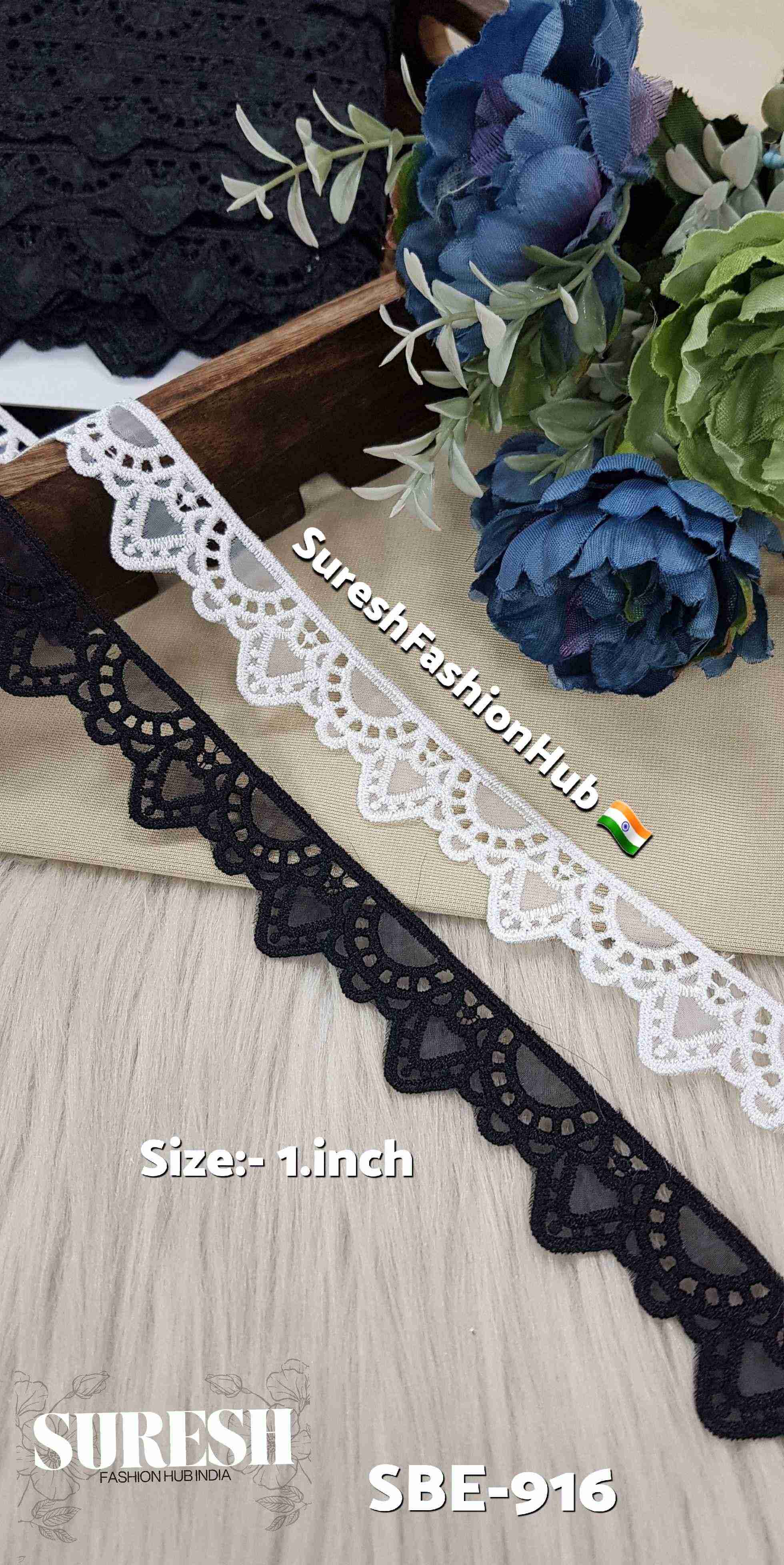 Floral Delight Black Organza Cutwork Lace