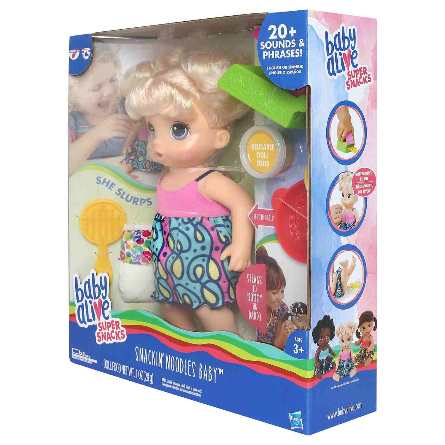 Baby Alive Snacking Noodles – Bambola Interattiva Con Cibo E Accessori