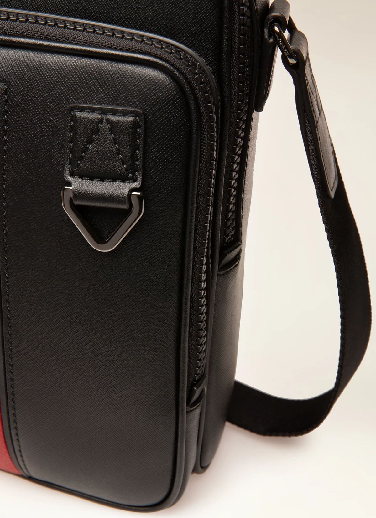 Mackao Recycled Leather Cross-Body Bag In Black