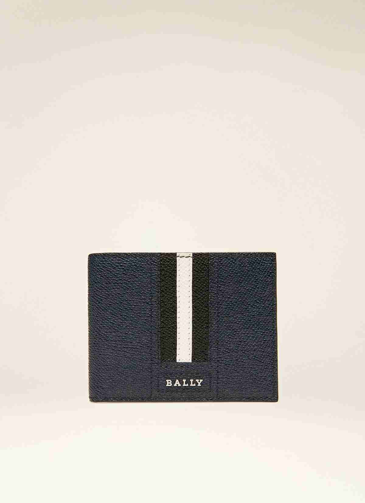 Lettering Wallet In Blue Leather