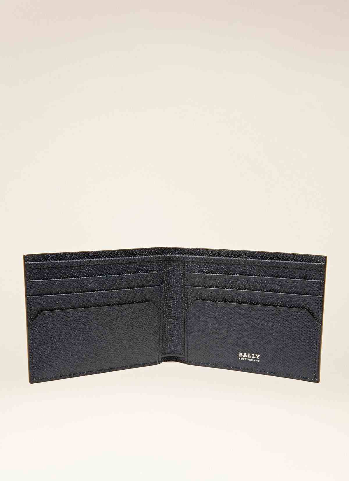 Lettering Wallet In Blue Leather