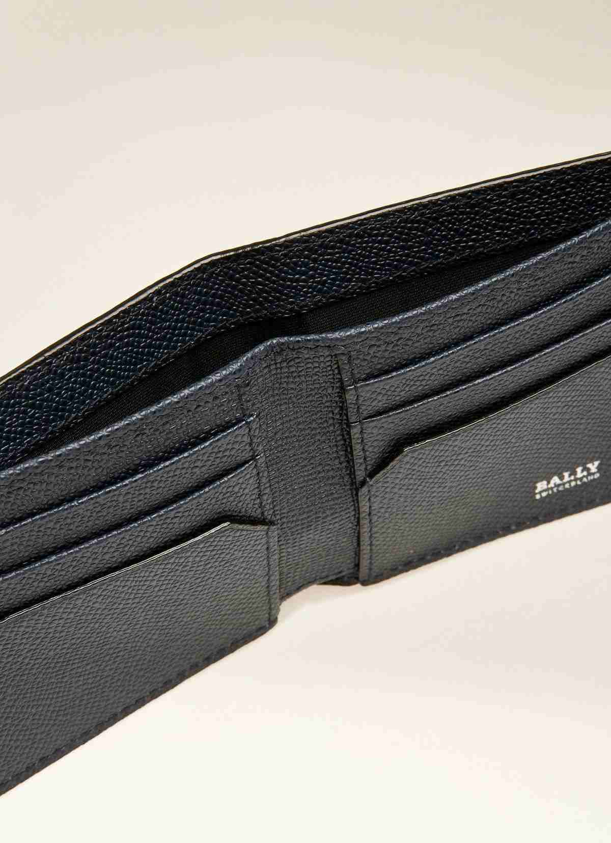 Lettering Wallet In Blue Leather