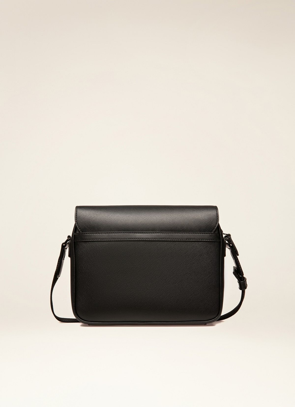 Mes Recycled Leather Messenger Bag In Black