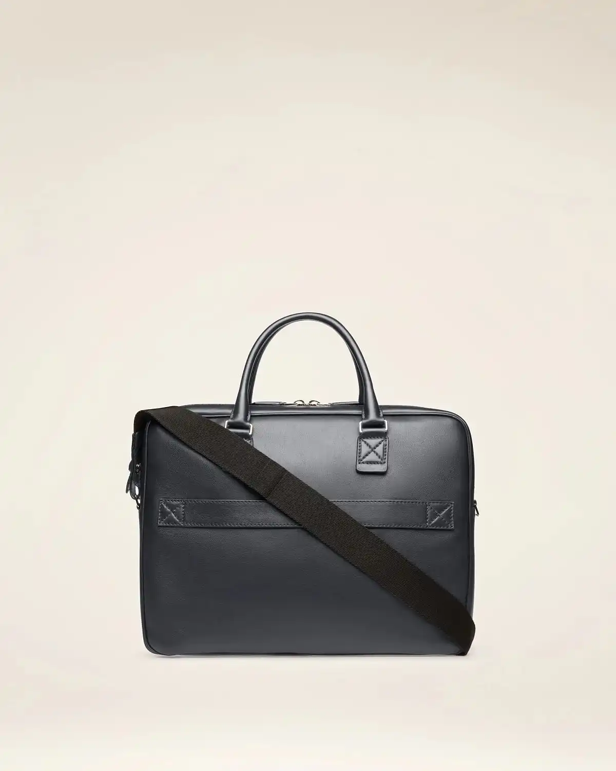 Hesines Leather Business Bag In Midnight Blue And Light Blue