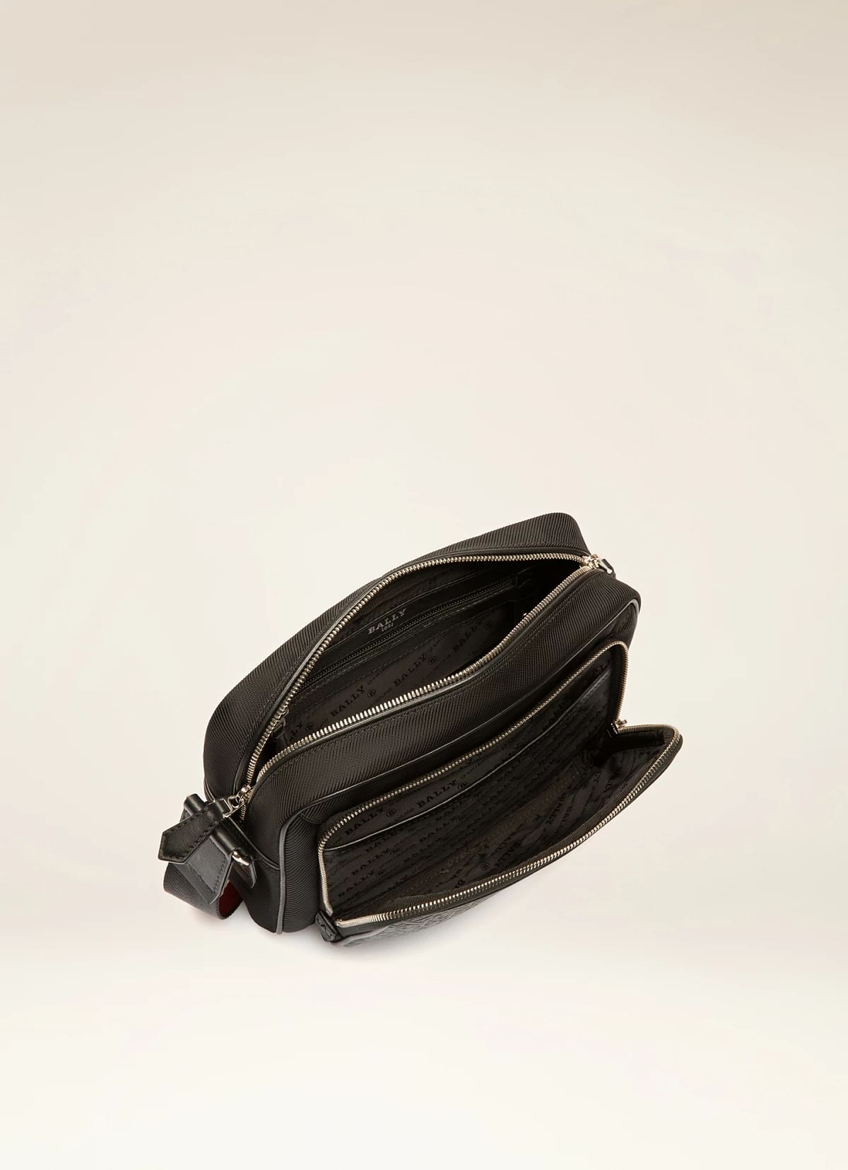 Cadran Nylon & Leather Cross-Body Bag In Black
