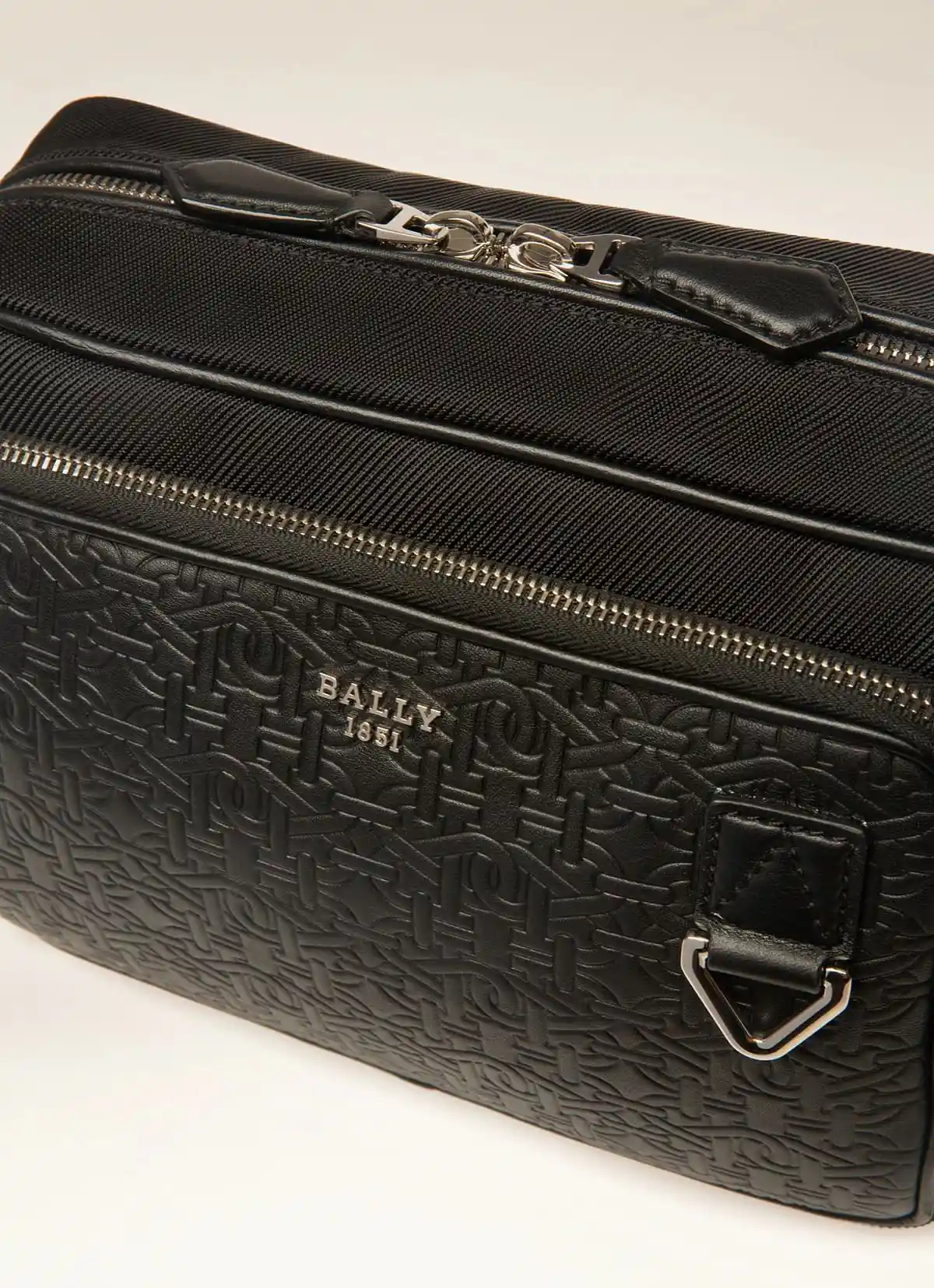 Cadran Nylon & Leather Cross-Body Bag In Black