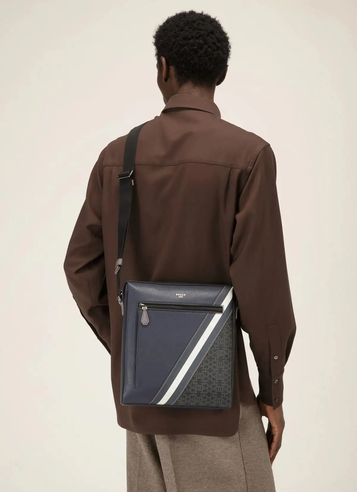 Mecoy Leather Crossbody Bag In Navy