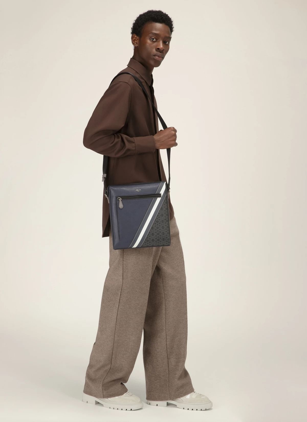 Mecoy Leather Crossbody Bag In Navy