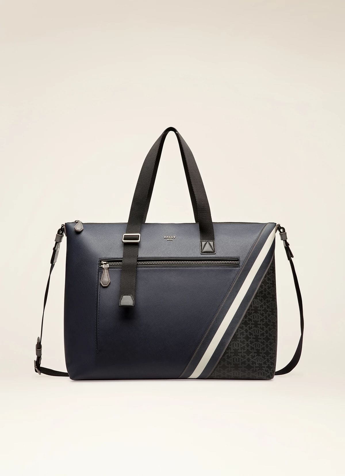 Mythos Tote Bag in Navy Blue Coated Leather