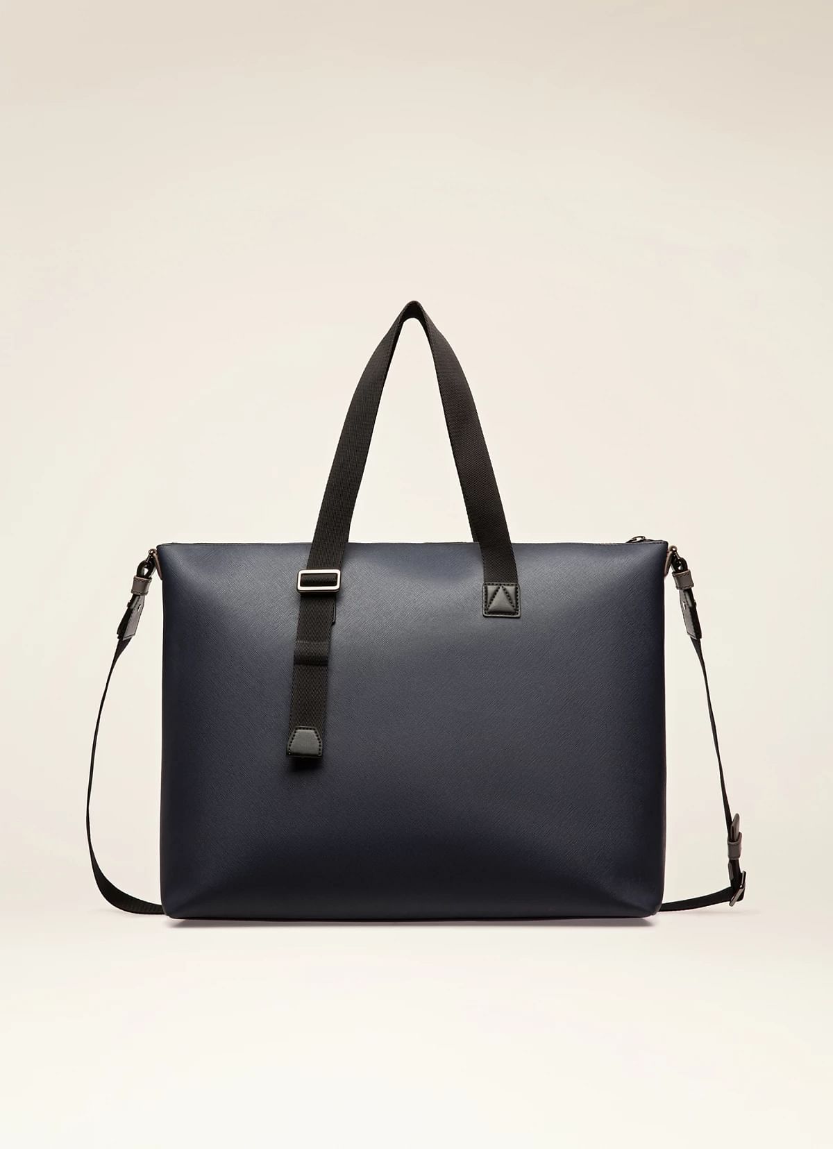 Mythos Tote Bag in Navy Blue Coated Leather