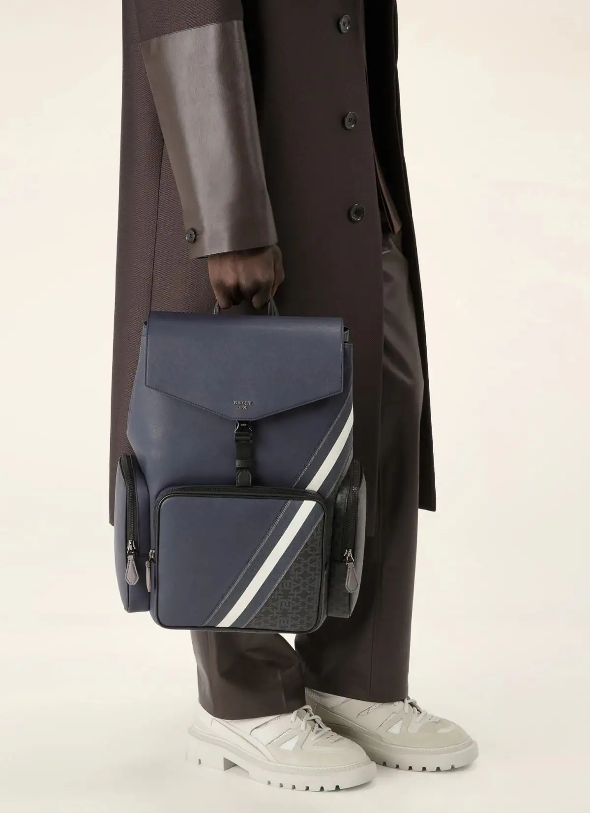 Maxi Leather Backpack In Navy