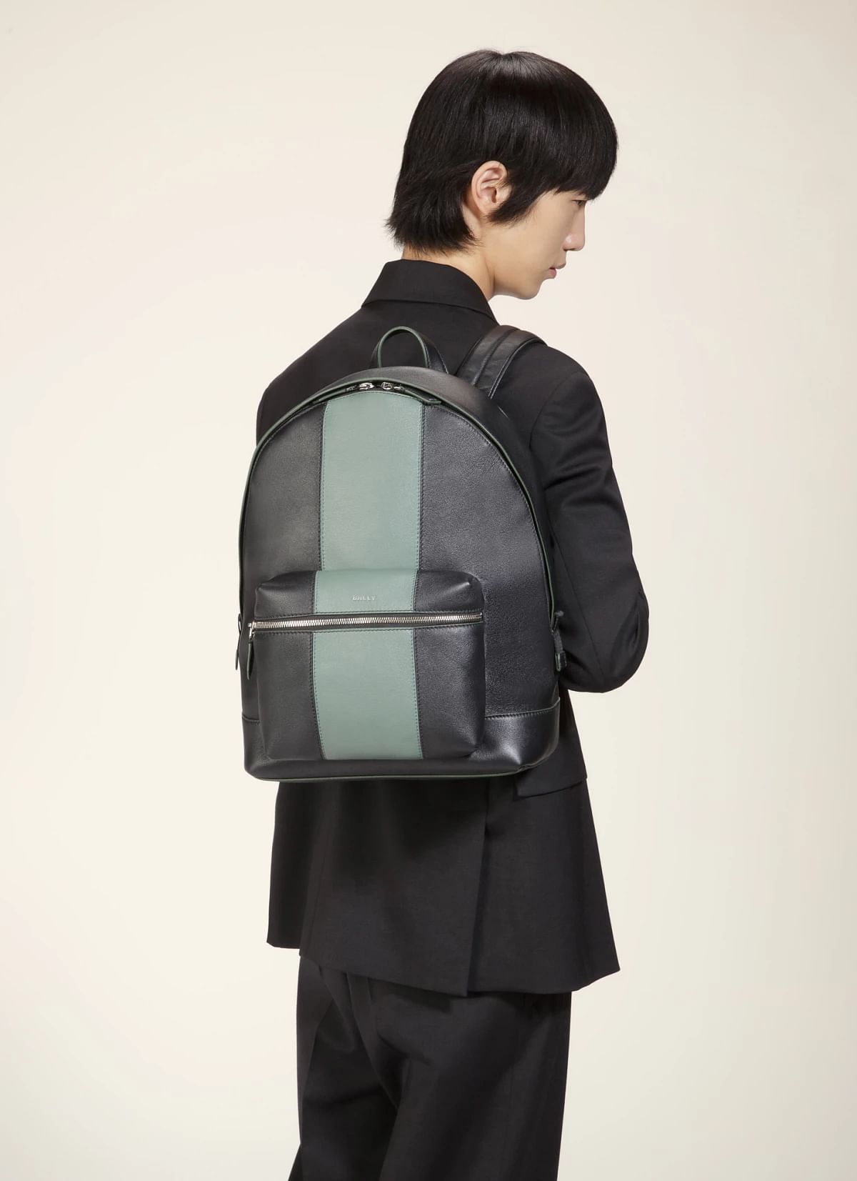 Harper Leather Backpack In Black & Green