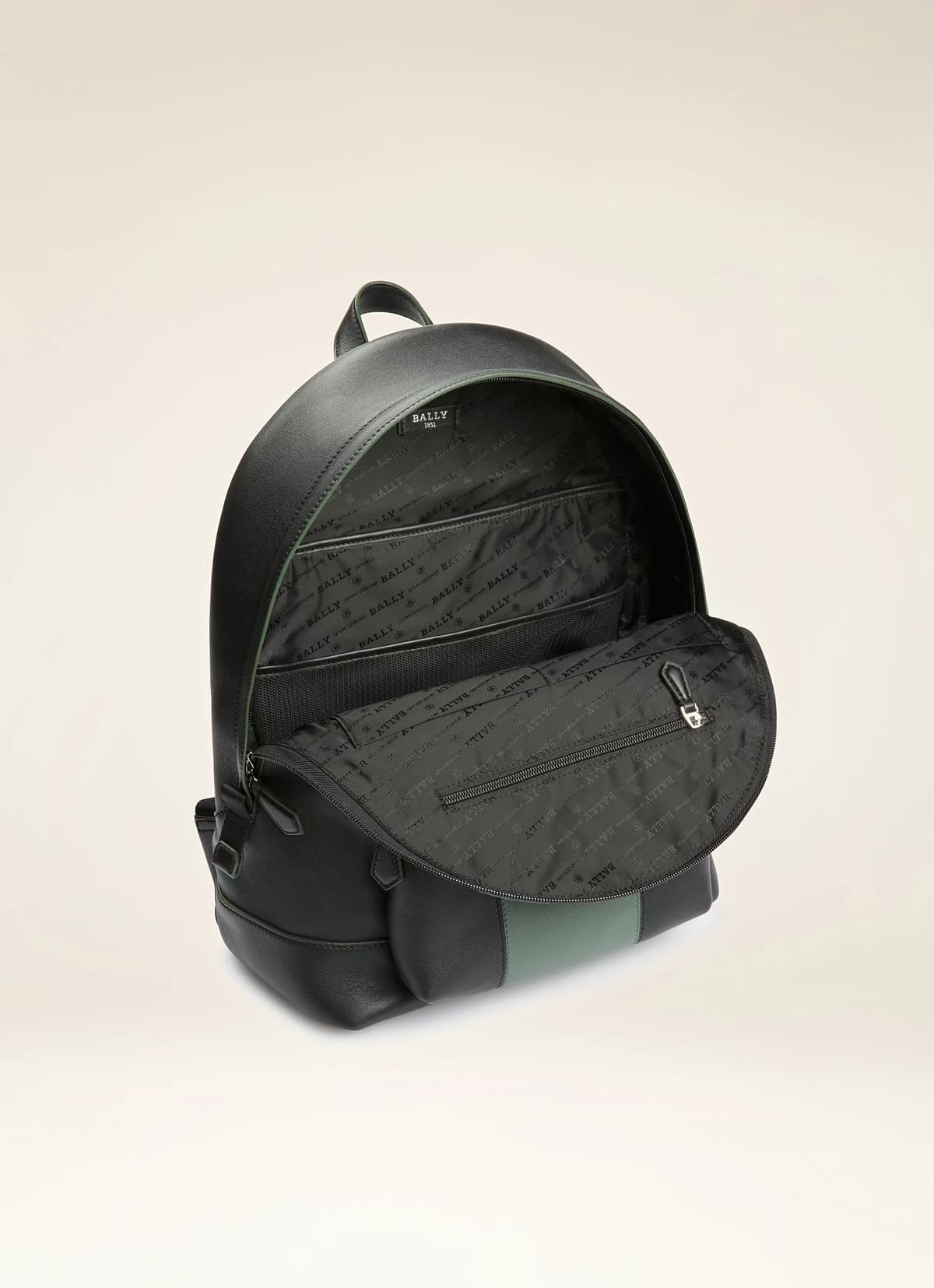 Harper Leather Backpack In Black & Green
