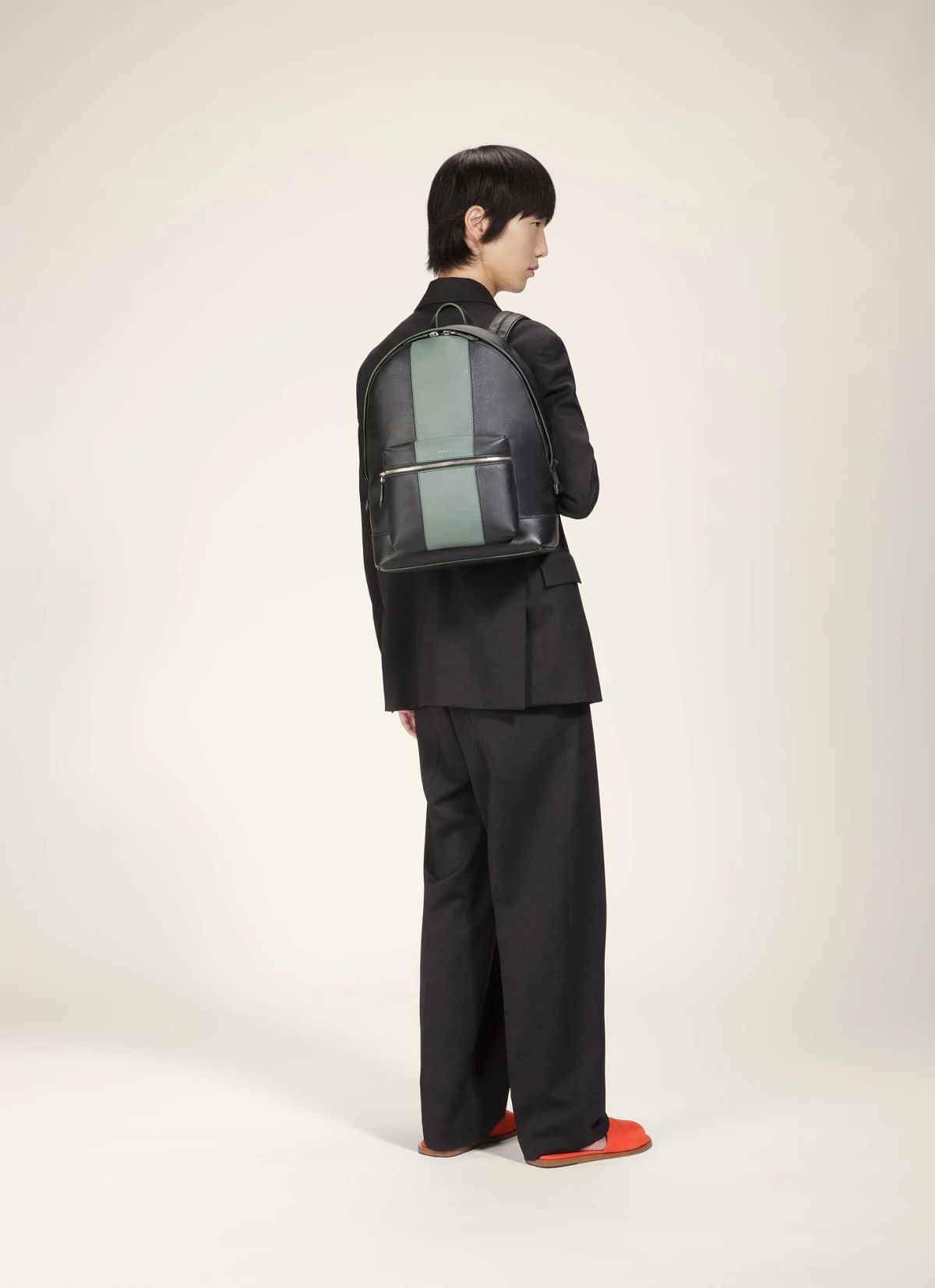 Harper Leather Backpack In Black & Green