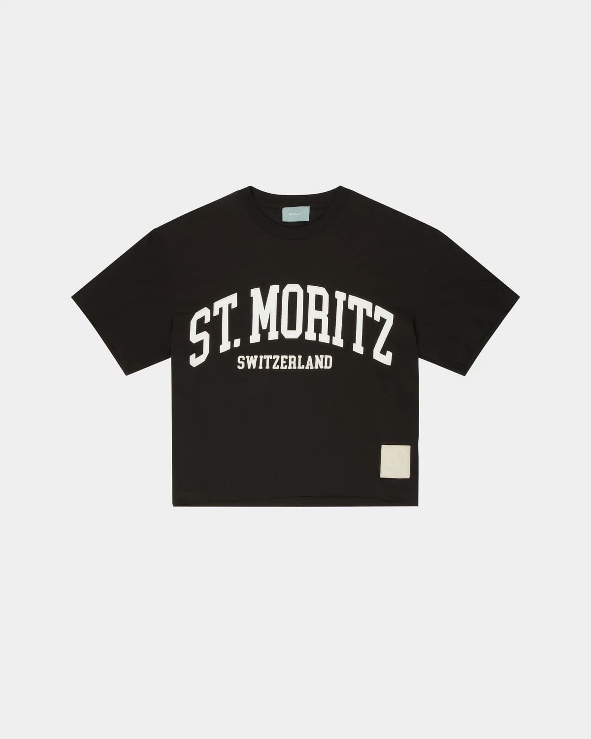 Curling Collection T-shirt in Black Cotton with a St. Moritz Print