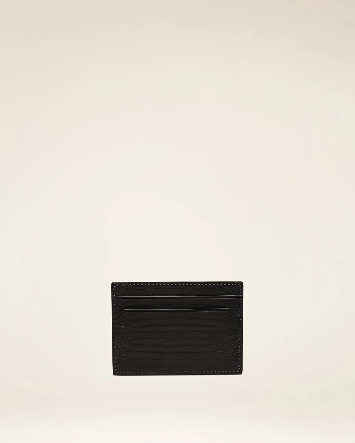 Bhar Embossed Leather Card Holder In Black