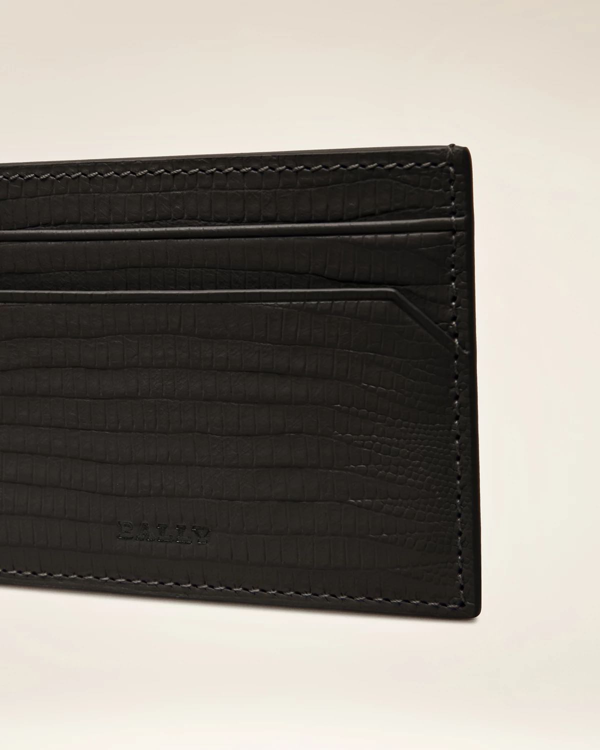 Bhar Embossed Leather Card Holder In Black