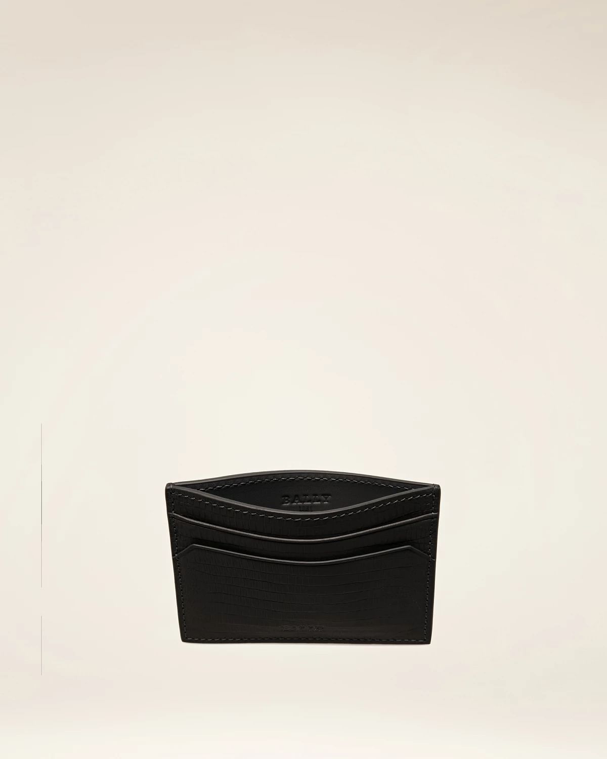 Bhar Embossed Leather Card Holder In Black